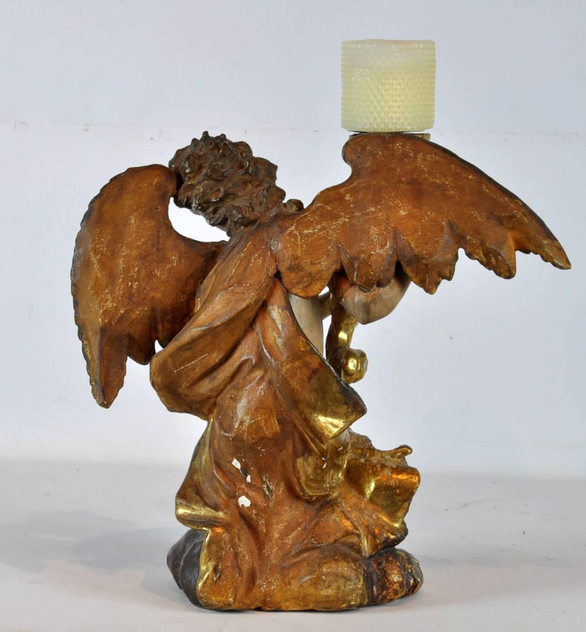 Pair of Italian Late 18th Century Carved Wood Putti / Angels Candleholders 4