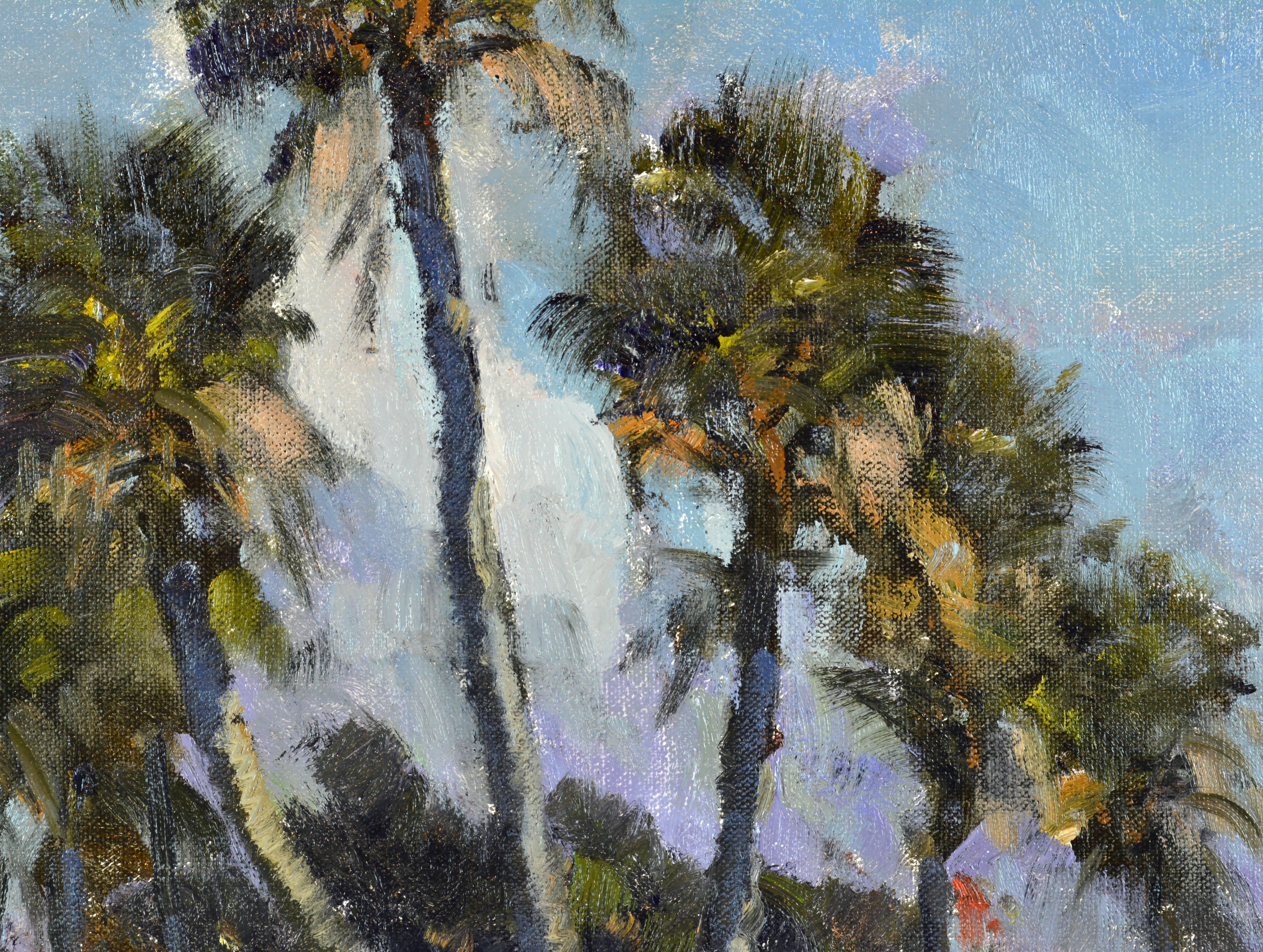 Painted 'Sable Palms' Florida Impressionism by Robert C. Gruppe, American