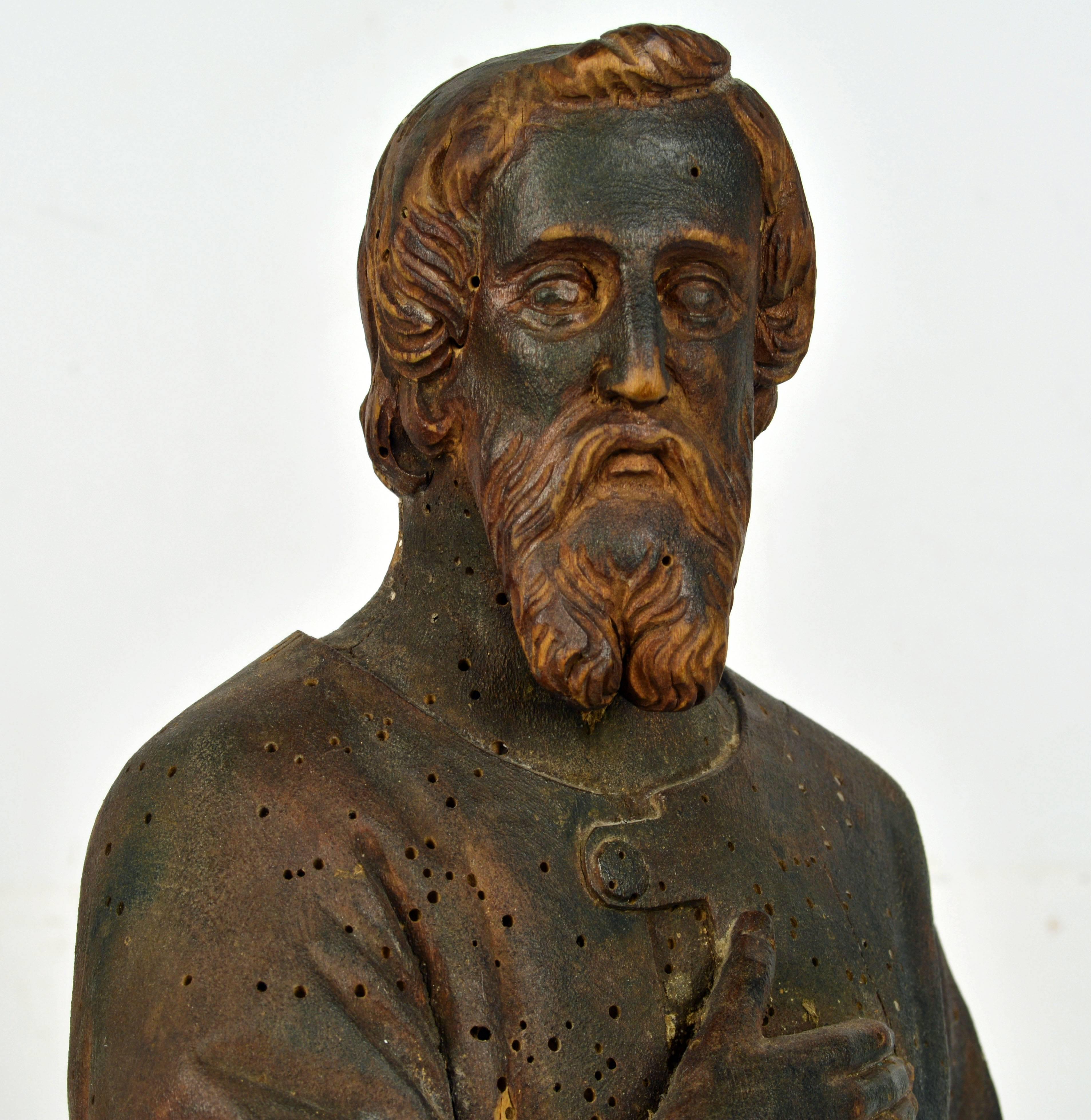 Early 18th Century Italian School Baroque Carved Statue of a Religious Figure 1