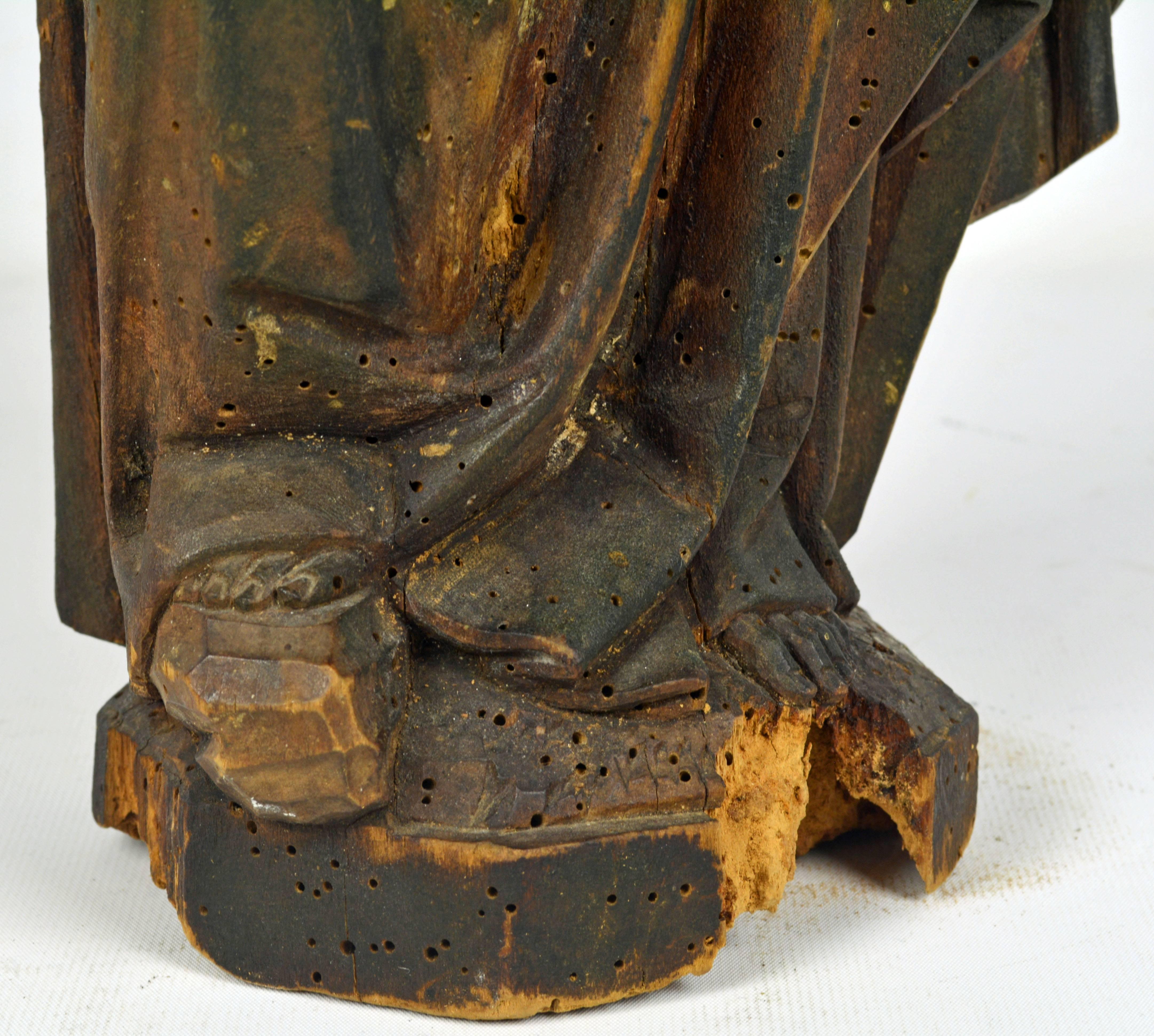 Early 18th Century Italian School Baroque Carved Statue of a Religious Figure 3