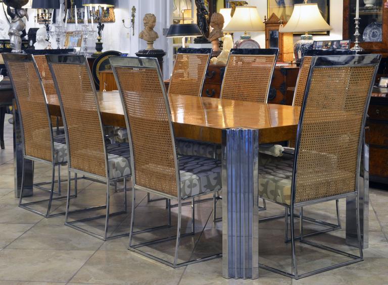 Chrome And Burl Olivewood Milo Baughman For Pace Dining Table Two Mid Century Modern Chrome And Burl Olivewood Milo Baughman For Pace Dining Table Two
