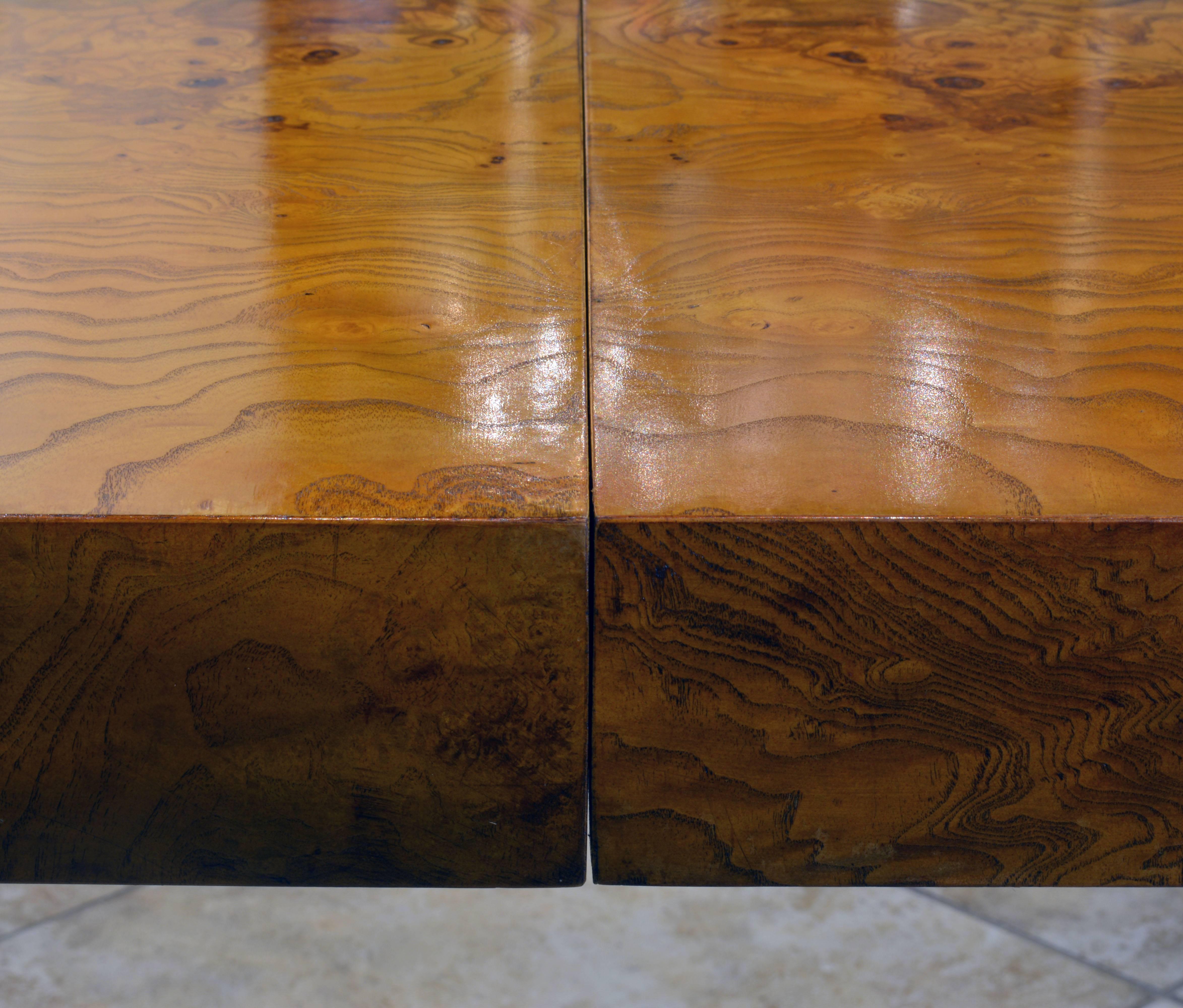 Chrome and Burl Olivewood Milo Baughman for Pace Dining Table, Two Leaves 2