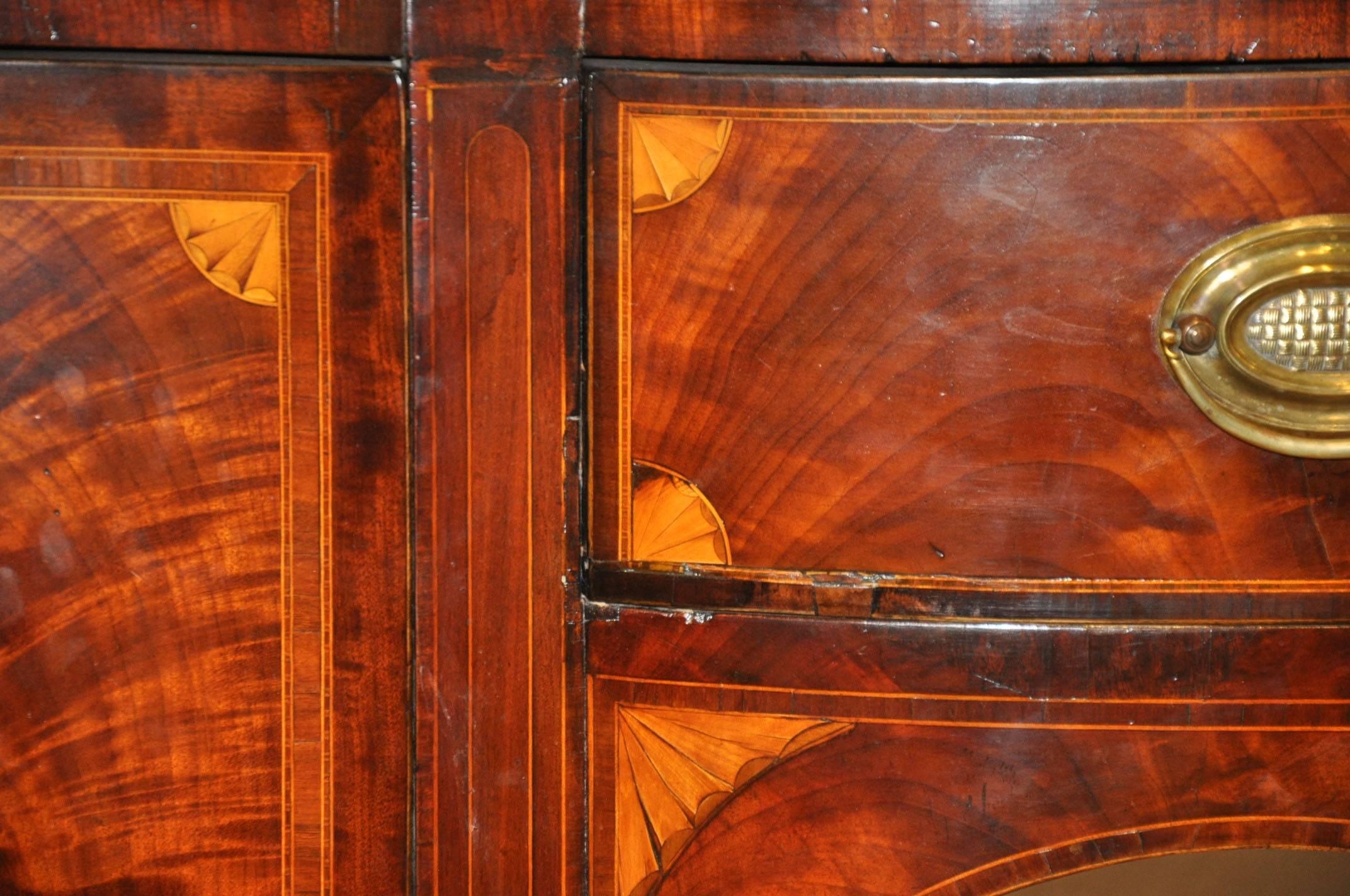 18th Century English Georgian Figured Mahogany Sideboard with Shaped Top 2