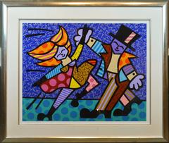 Large Romero Britto Serigraph 'Dancing Couple' Signed in Pencil, Annotated H.C.