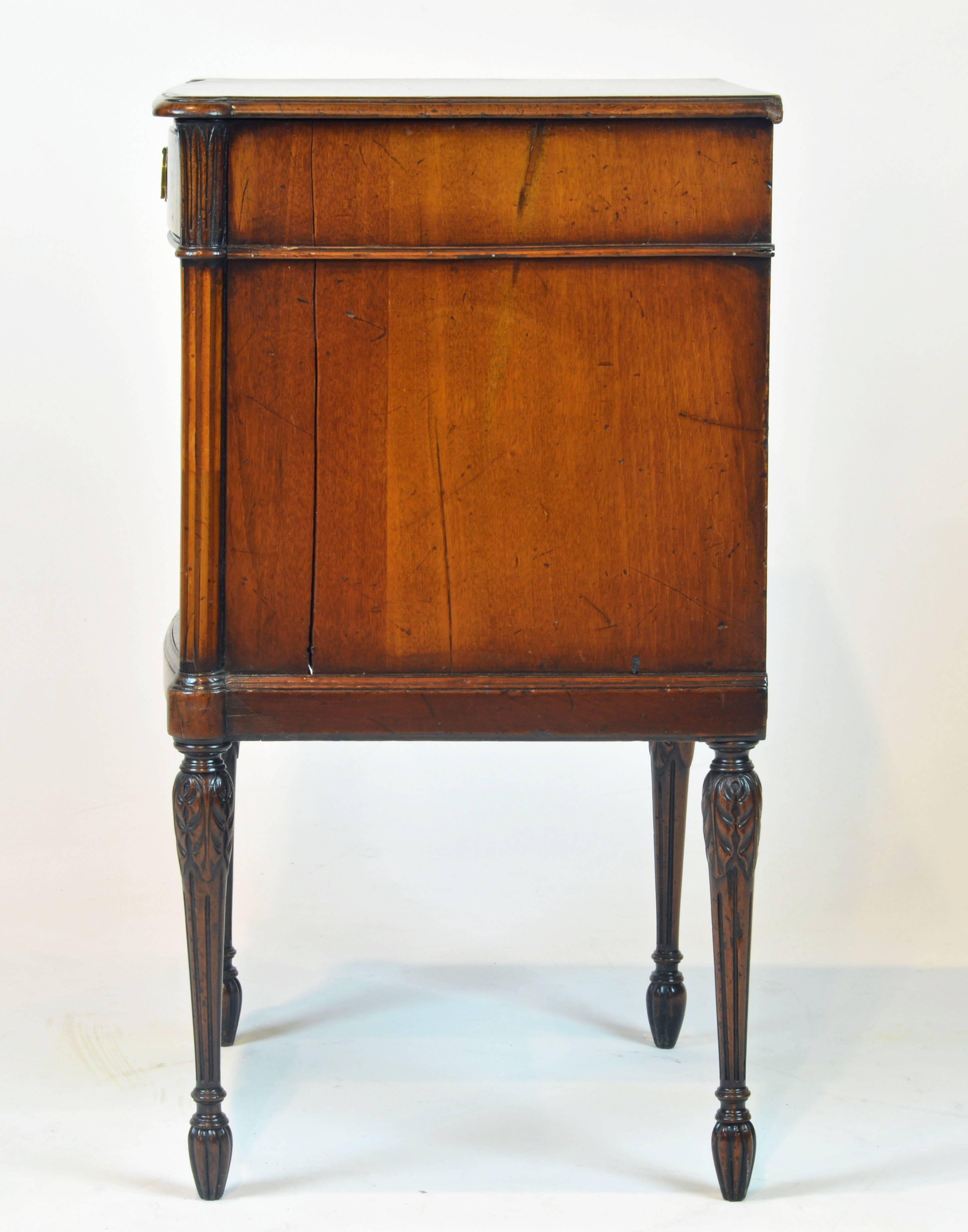 Wood English 19th Century Sheraton Revival Inlaid One Drawer Book Stand or Side Table