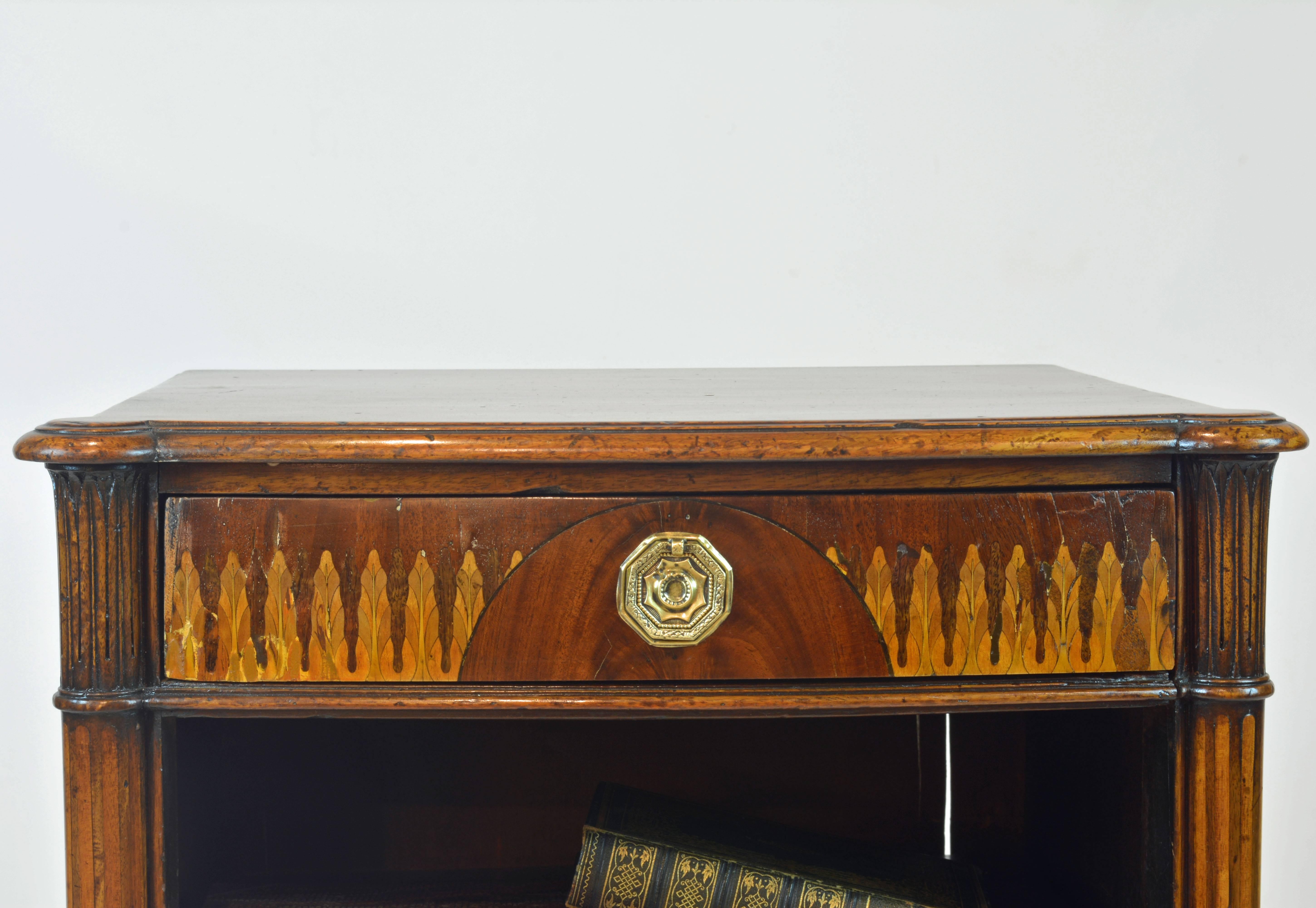 English 19th Century Sheraton Revival Inlaid One Drawer Book Stand or Side Table 1