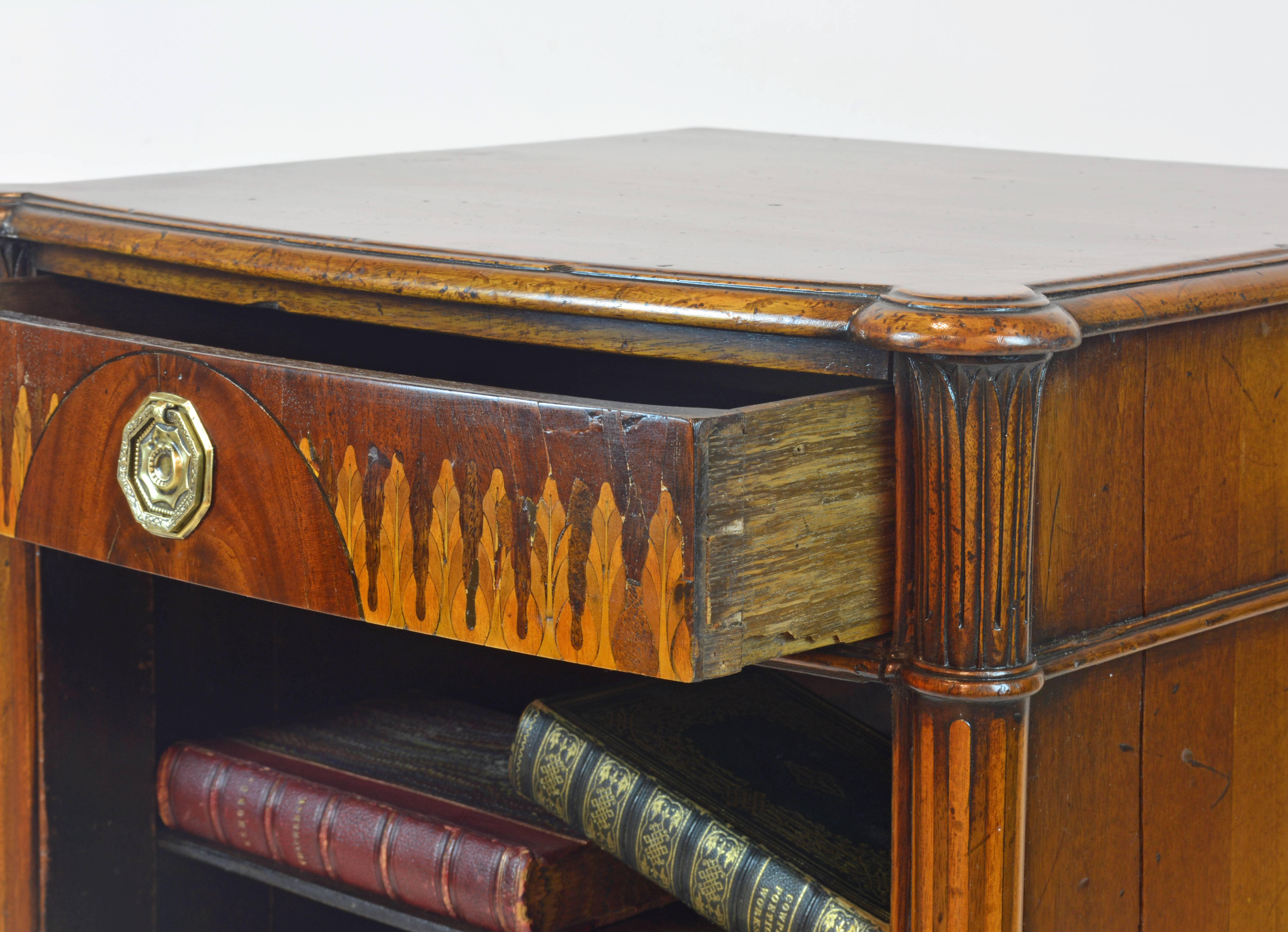 English 19th Century Sheraton Revival Inlaid One Drawer Book Stand or Side Table 3