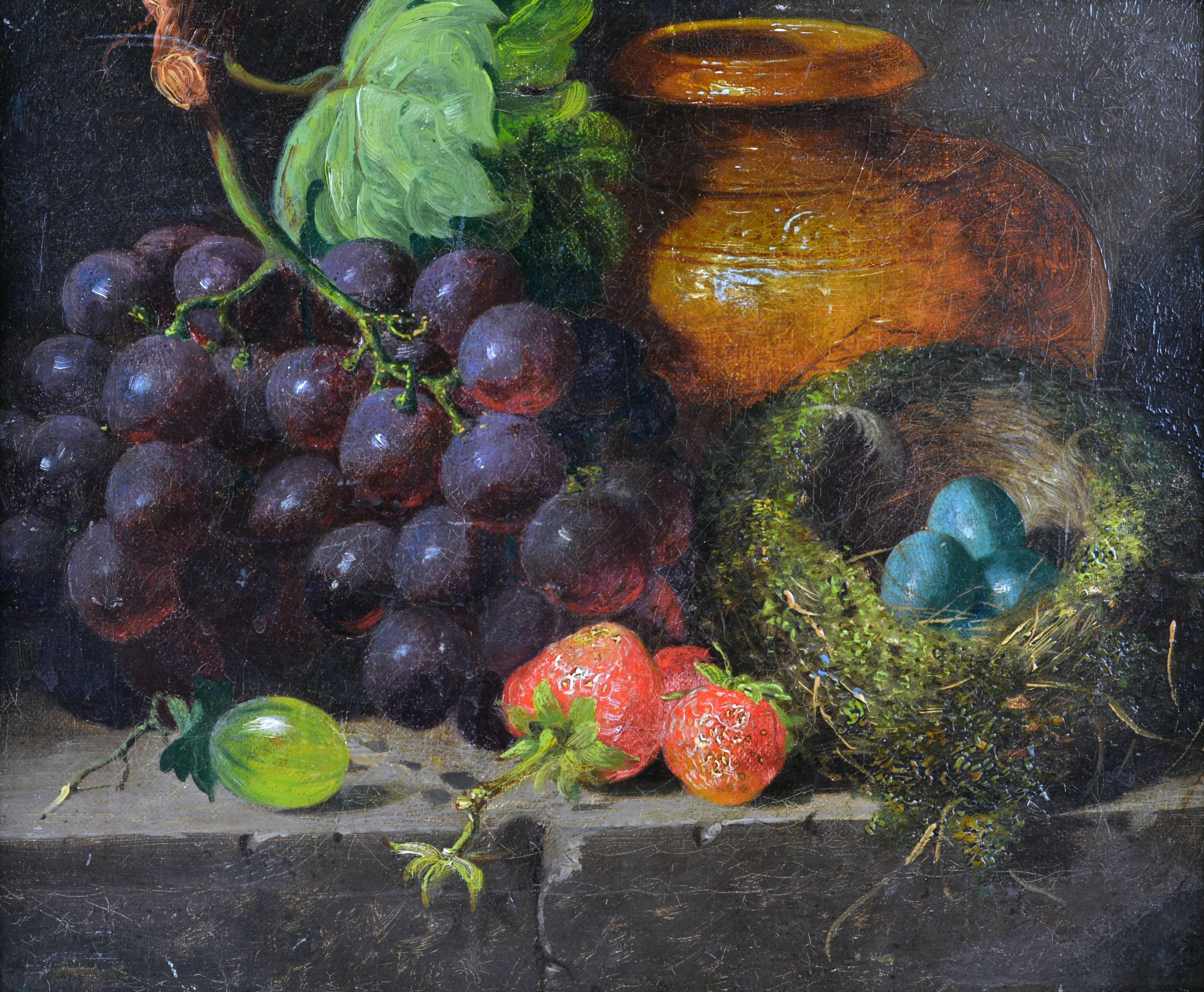 19th Century Still Life with Grapes, Strawberries Jar and a Birds Nest with Eggs 2