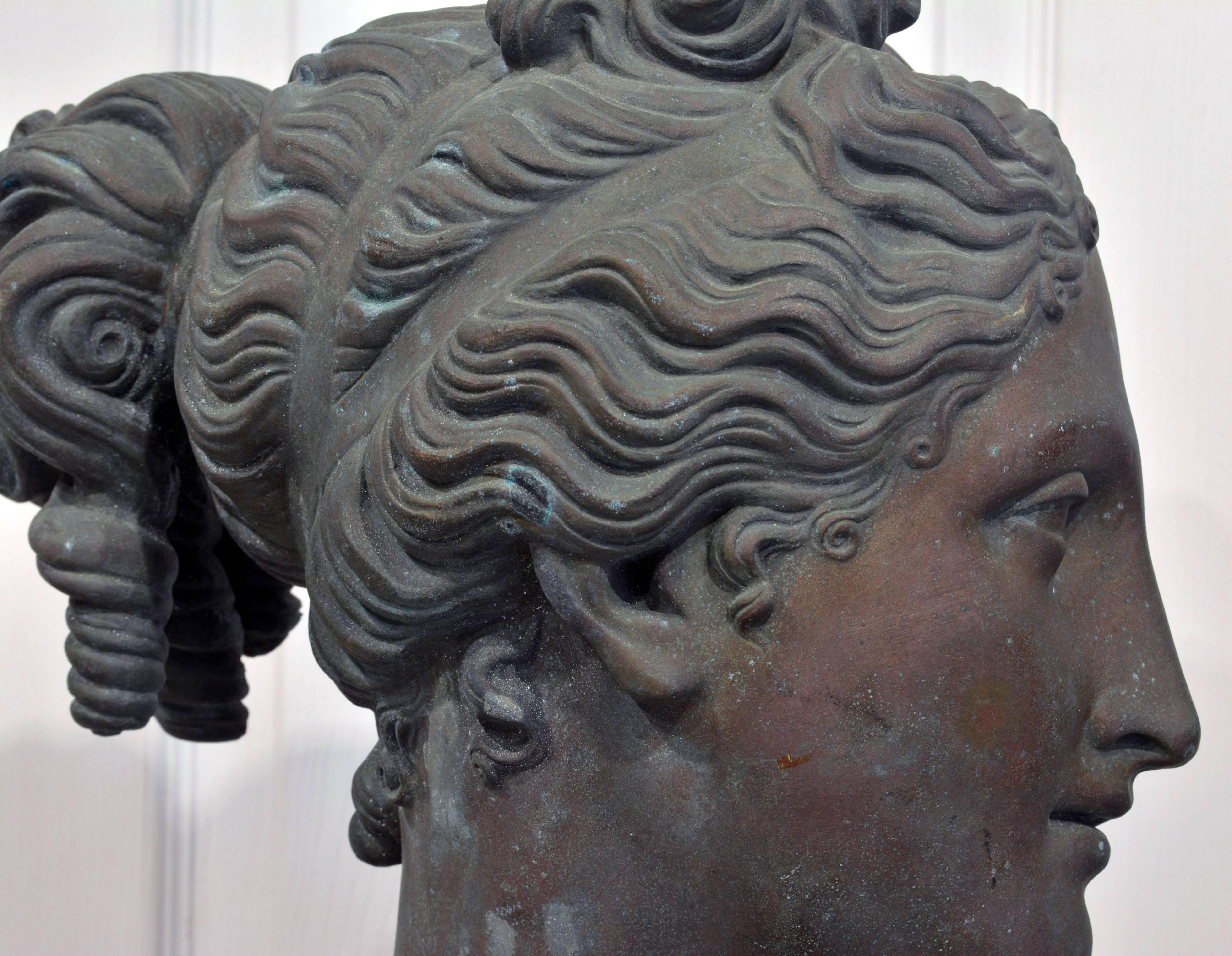 Pair of 19th Century Italian Neoclassical Bronze Busts of Ganymede and Hebe 2