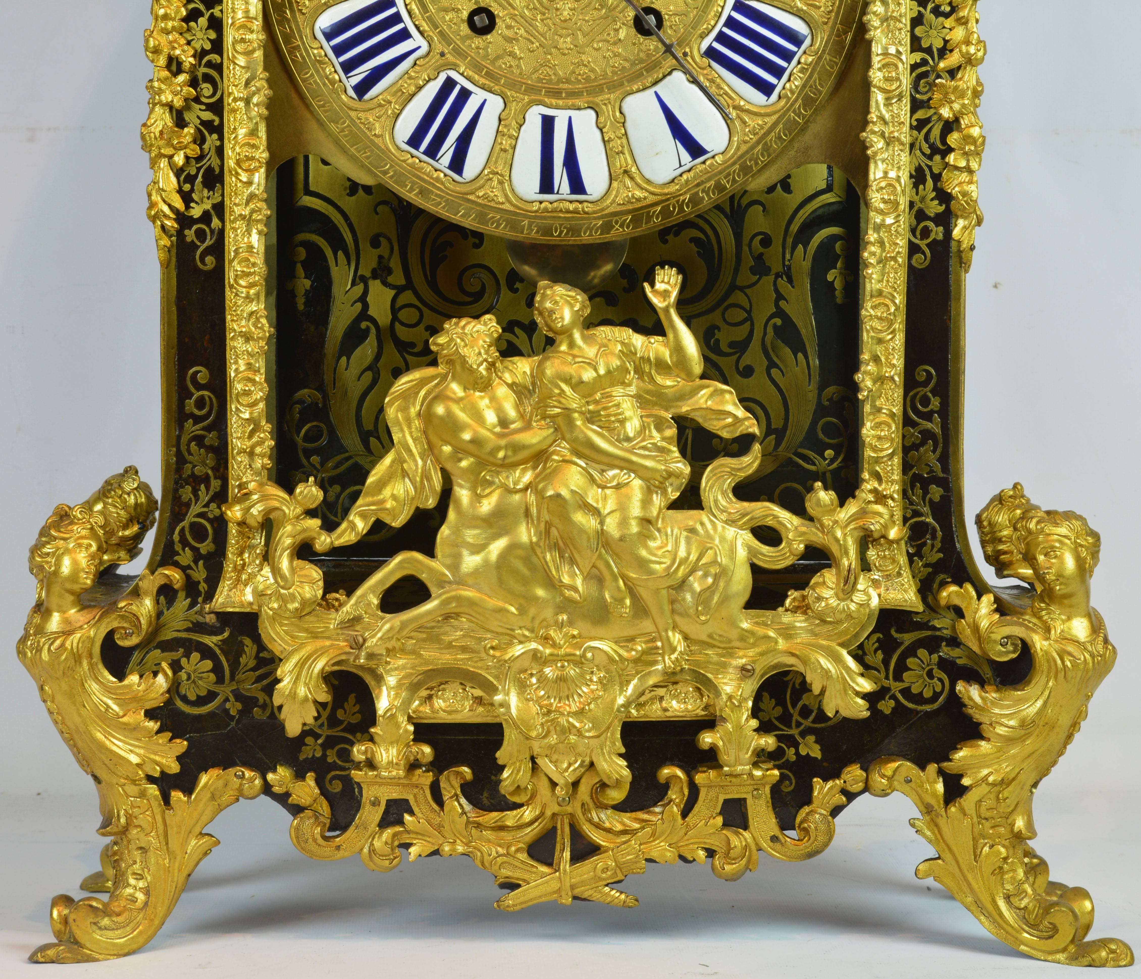 Grandiose 19th Century Regence Style Boulle Inlay, Ormolu-Mounted Mantel Clock 3