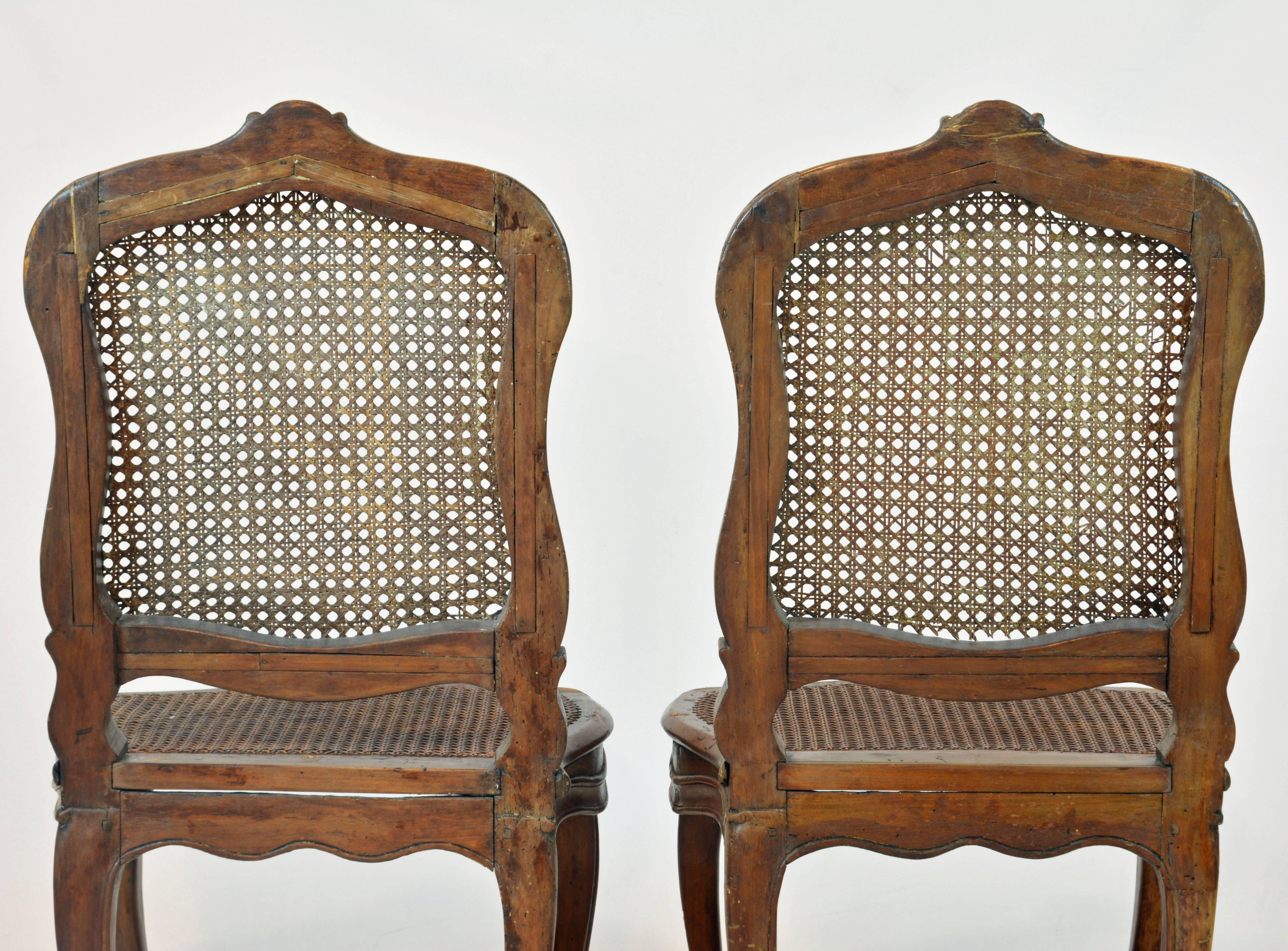 Fine 18th Century Louis XV French Provincial Carved and Caned Side Chairs, Pair 5