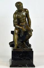 'The Architect' Neoclassical Bronze Figure of a Seated Young Man by Hans Keck