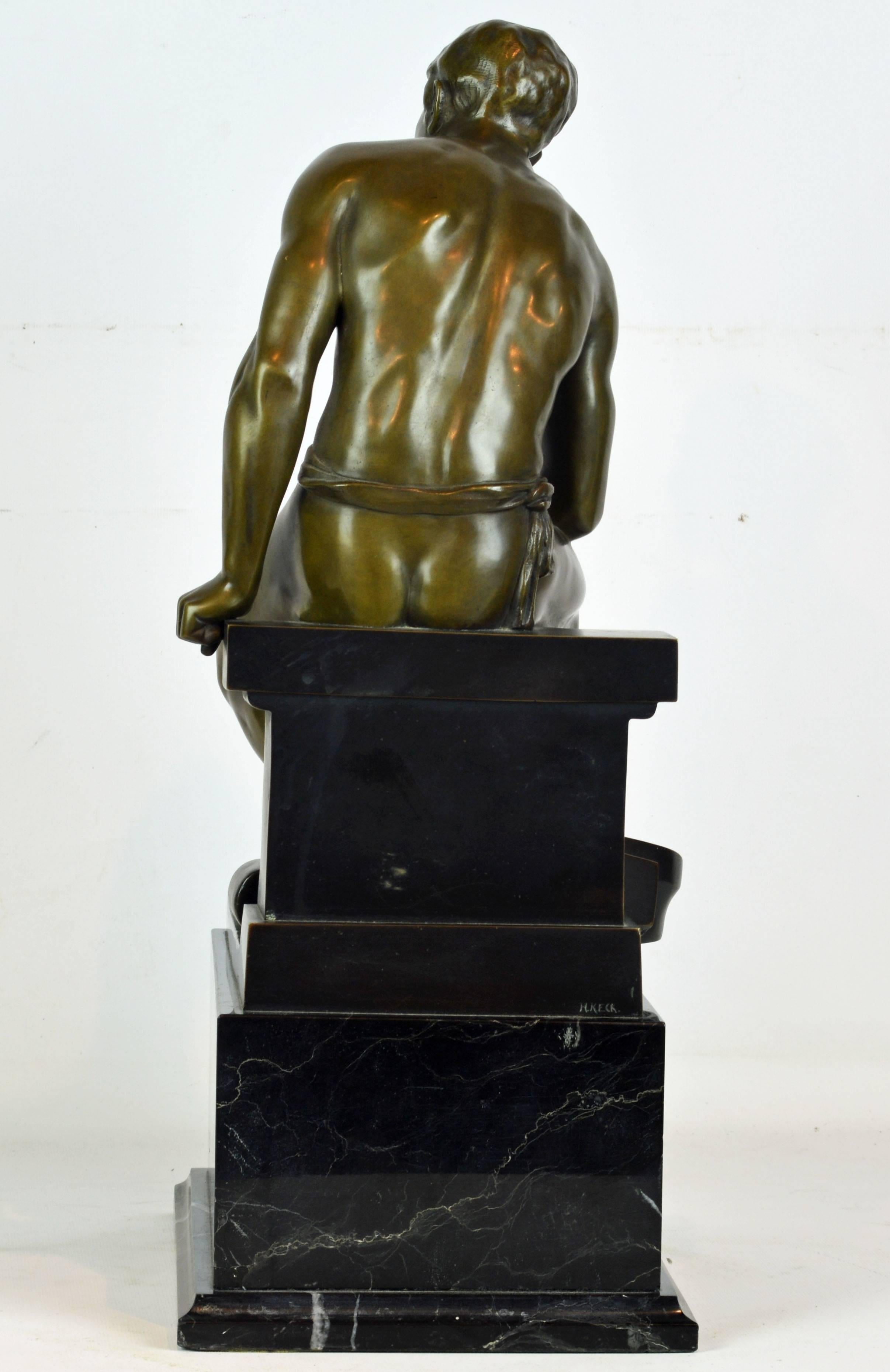 20th Century 'The Architect' Neoclassical Bronze Figure of a Seated Young Man by Hans Keck