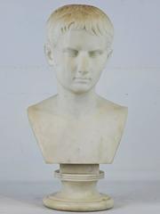 19th Century Carved Marble Bust of Young Octavian, Later Emperor Caesar Augustus
