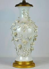 18th or 19th Century Chinese Blanc de Chine Baluster Shape Large Vase/Table Lamp