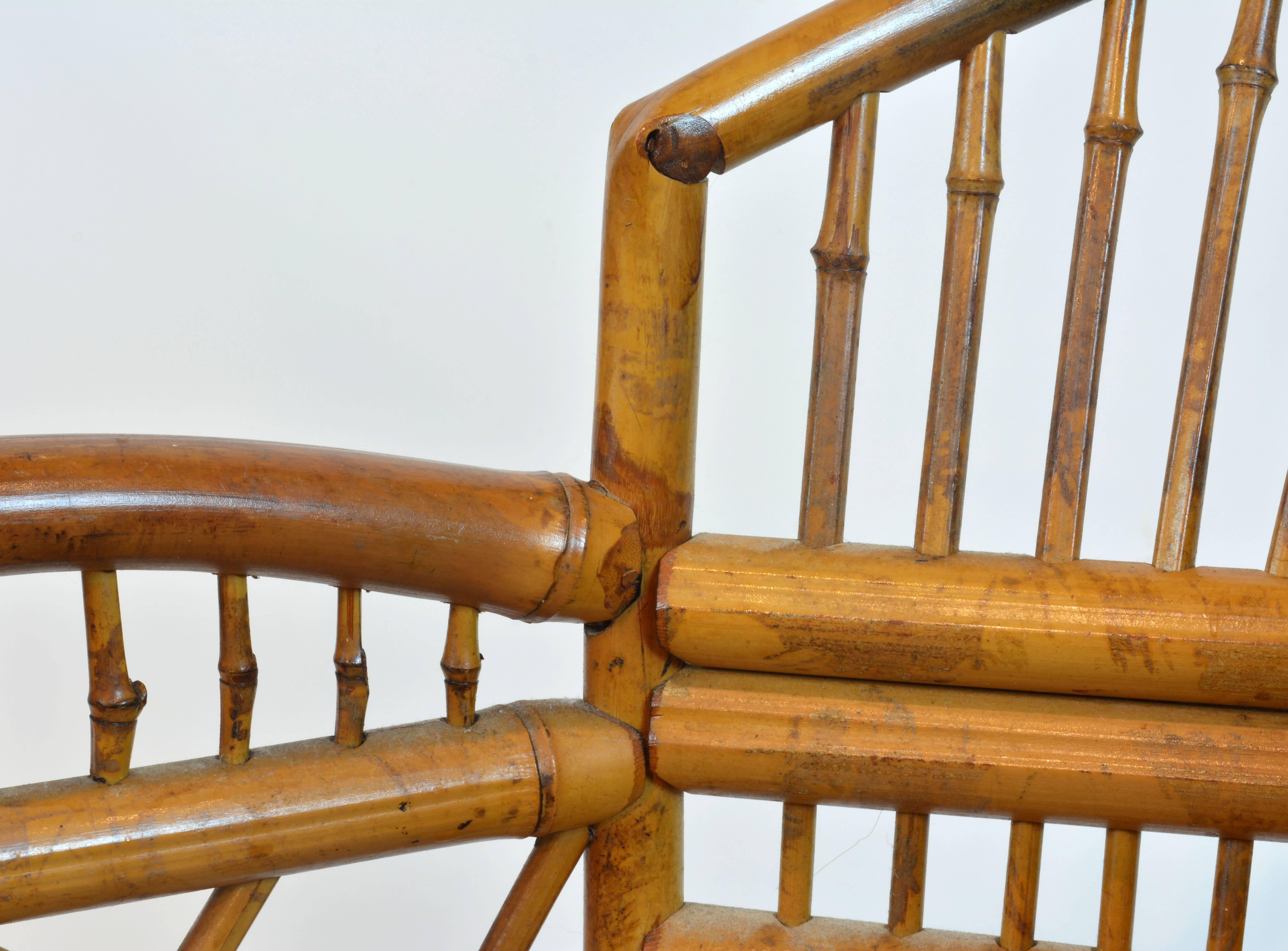 20th Century Pair of Vintage Brighton Pavillion Style Chinoiserie Bamboo Rattan Armchairs