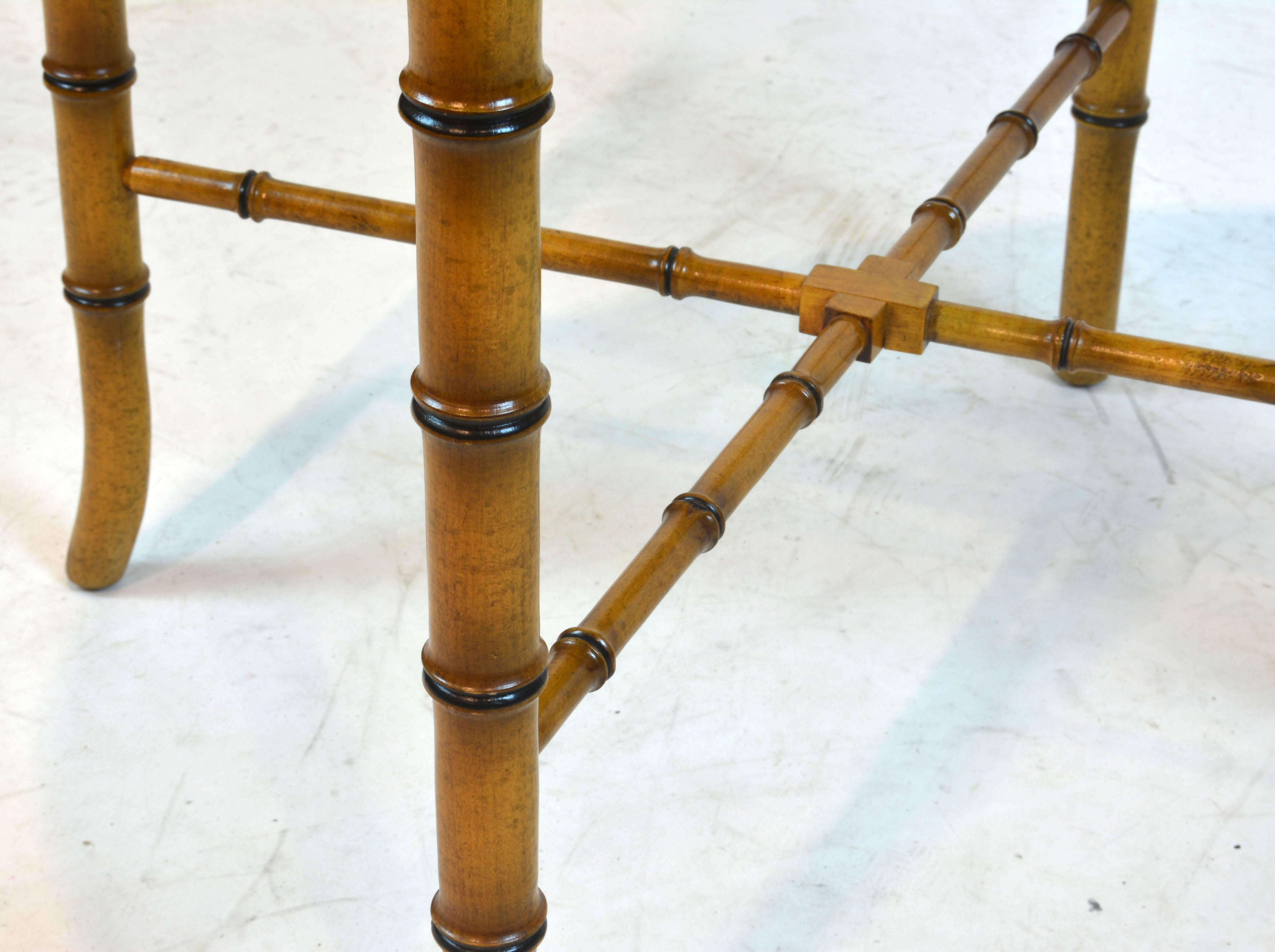 20th Century Vintage Mid-Century Baker Faux Bamboo Chinoiserie Style Oval Occasional Table