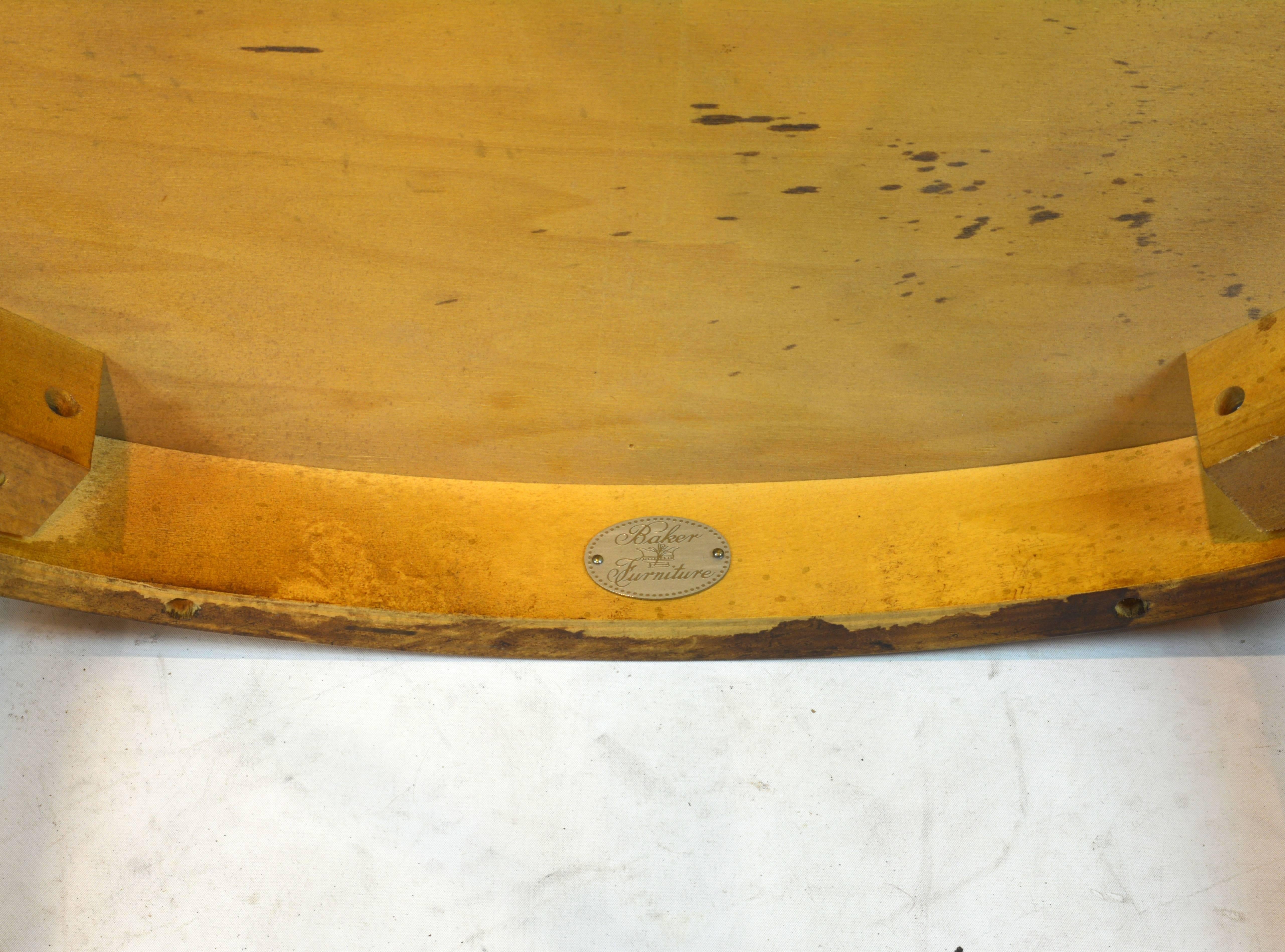 Wood Vintage Mid-Century Baker Faux Bamboo Chinoiserie Style Oval Occasional Table
