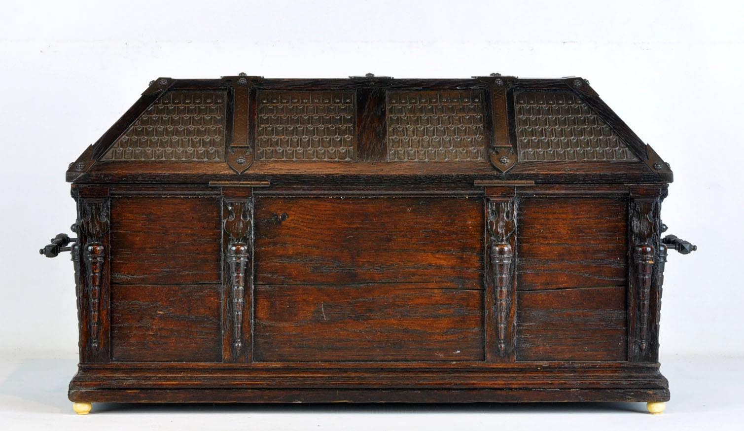 Bronze Architecturally Styled 19th Century Jewelry Casket