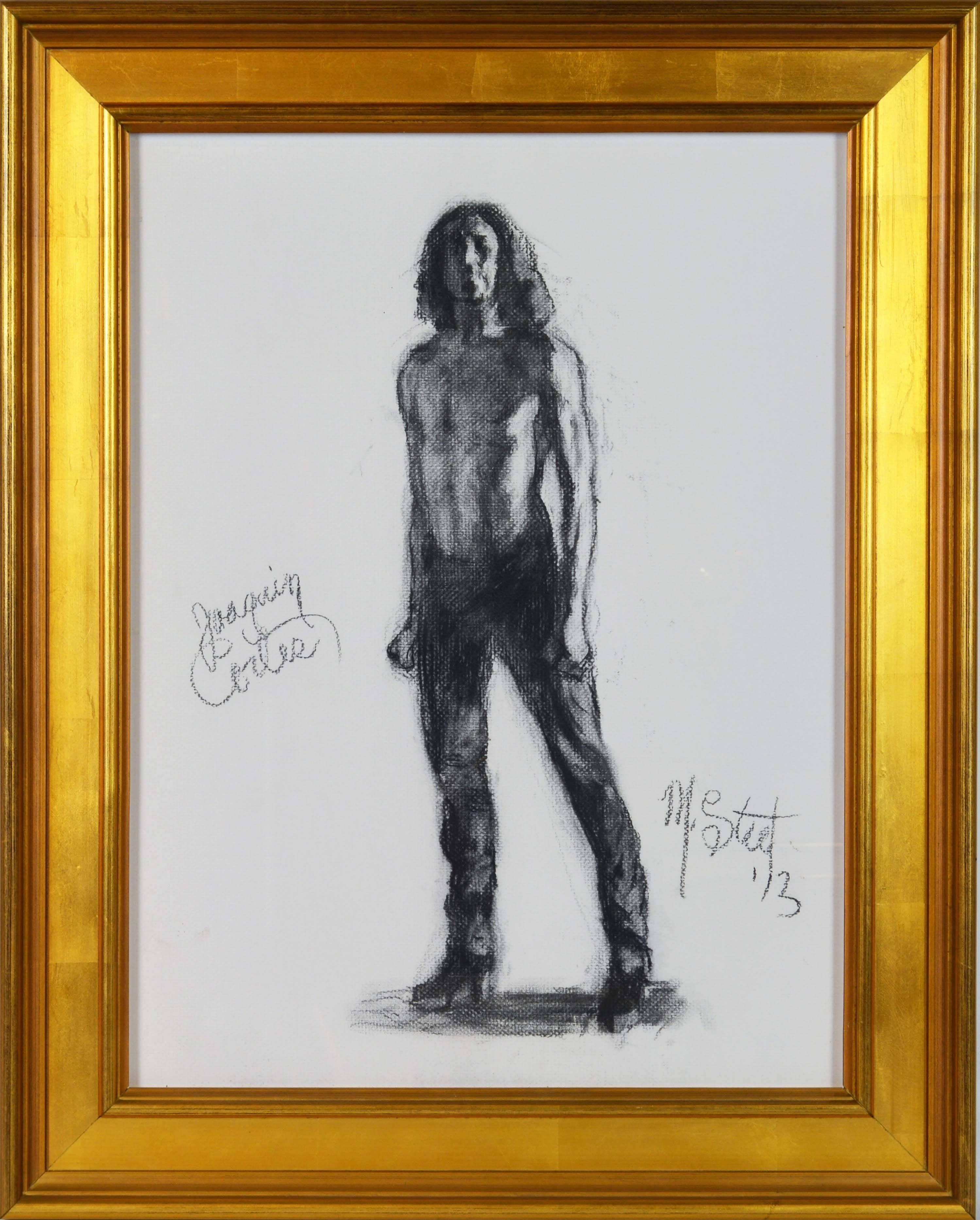 'Joaquin Cortez'
by Marvin Steel, American b. 1936
18 x 24 in. w/o frame, 24 x 30 in. including frame, charcoal on paper, signed, titled.
Housed in a giltwood gallery frame with protective glass.

Marvin Steel:
Marvin Steel studied at the