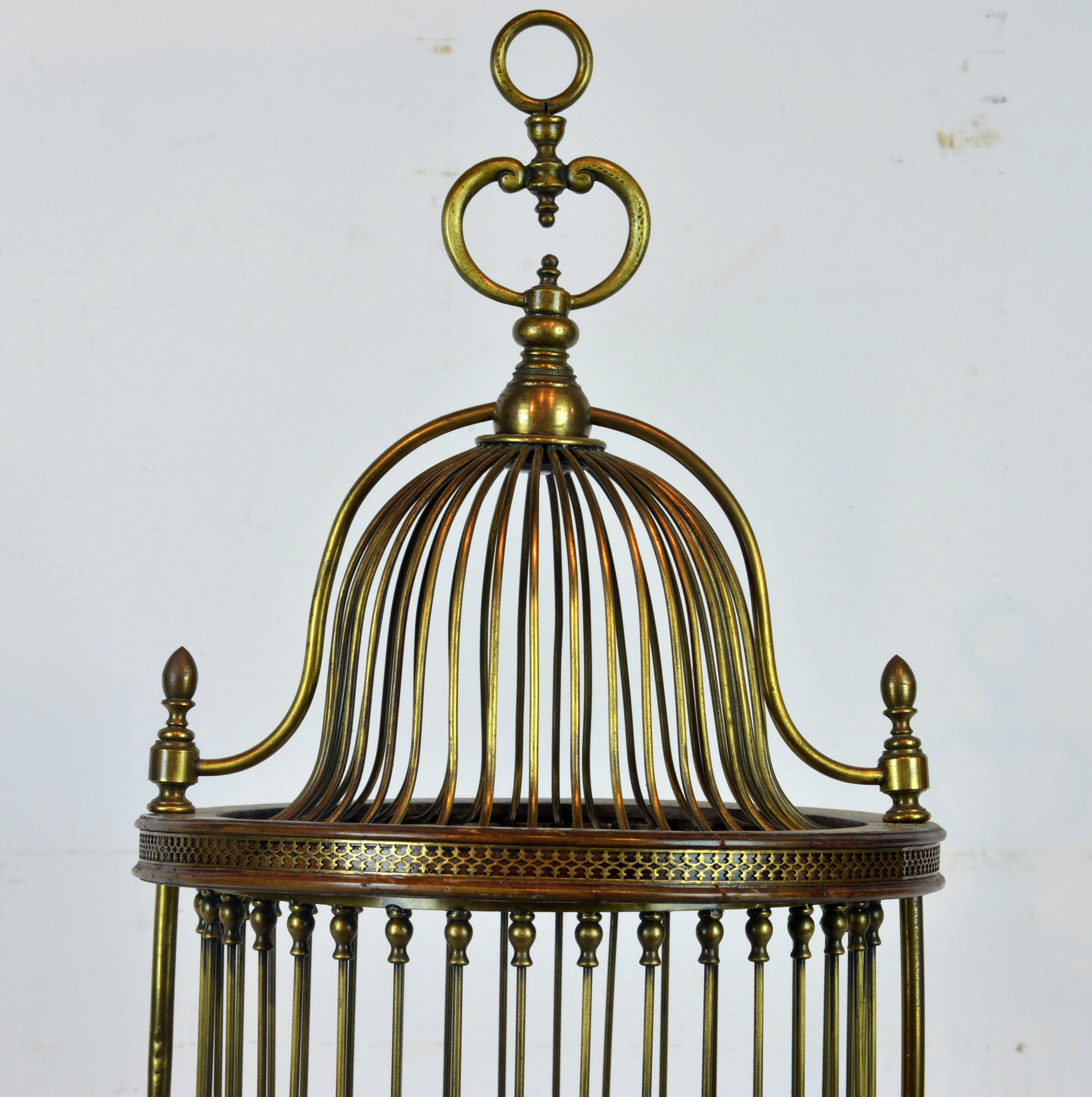 Early 20th Century Edwardian Oriental Style Domed and Footed Brass Birdcage 1