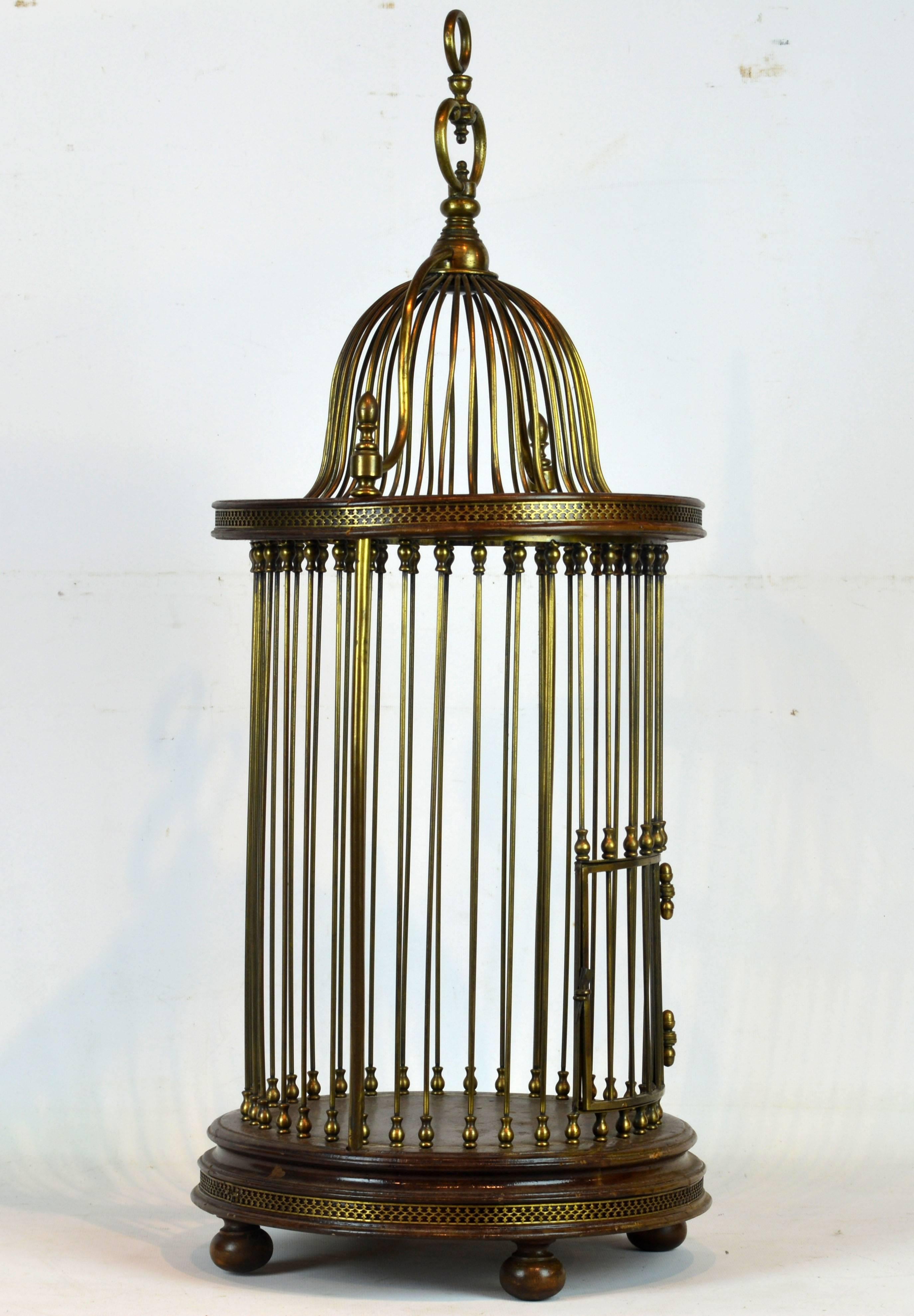 English Early 20th Century Edwardian Oriental Style Domed and Footed Brass Birdcage