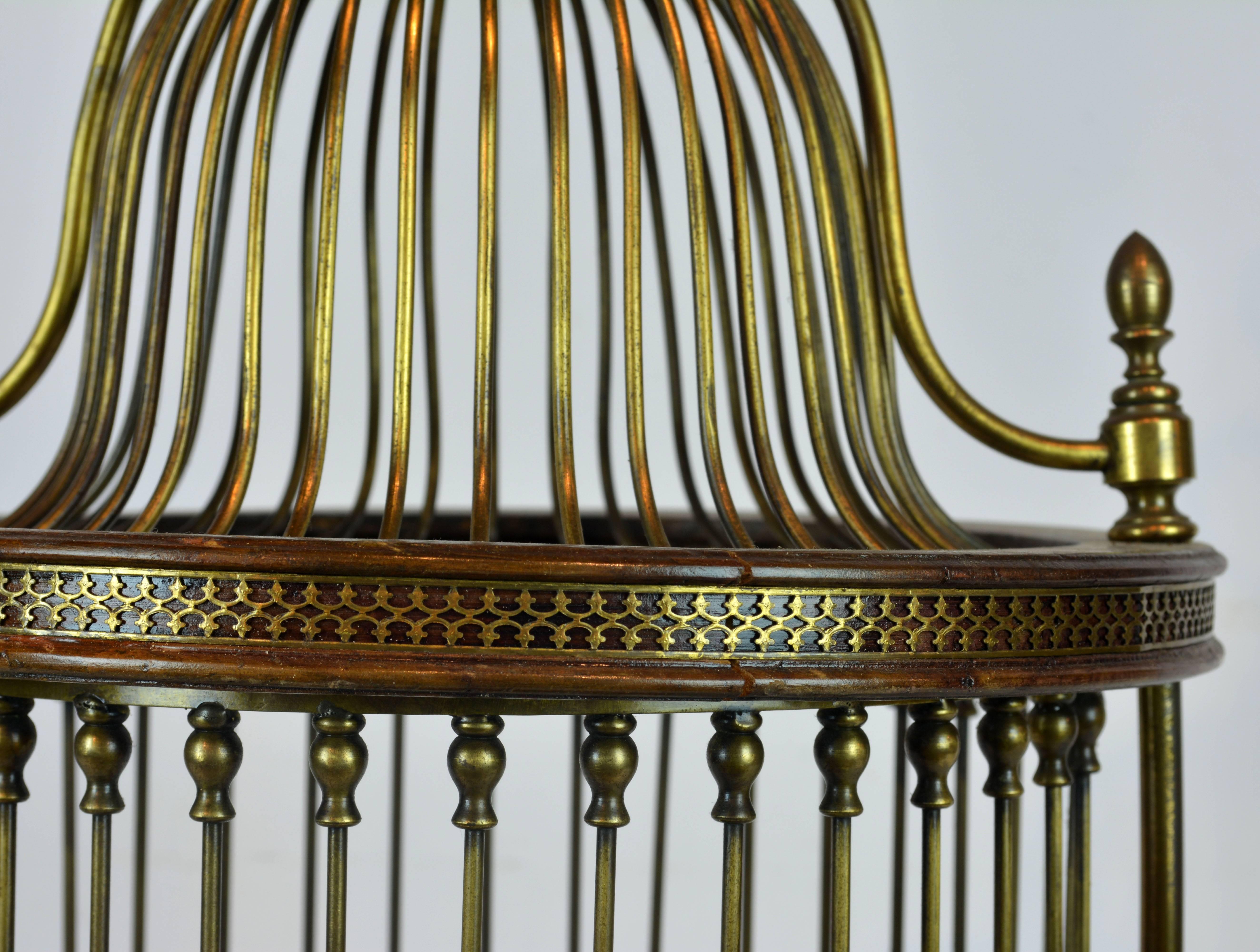 Early 20th Century Edwardian Oriental Style Domed and Footed Brass Birdcage 3