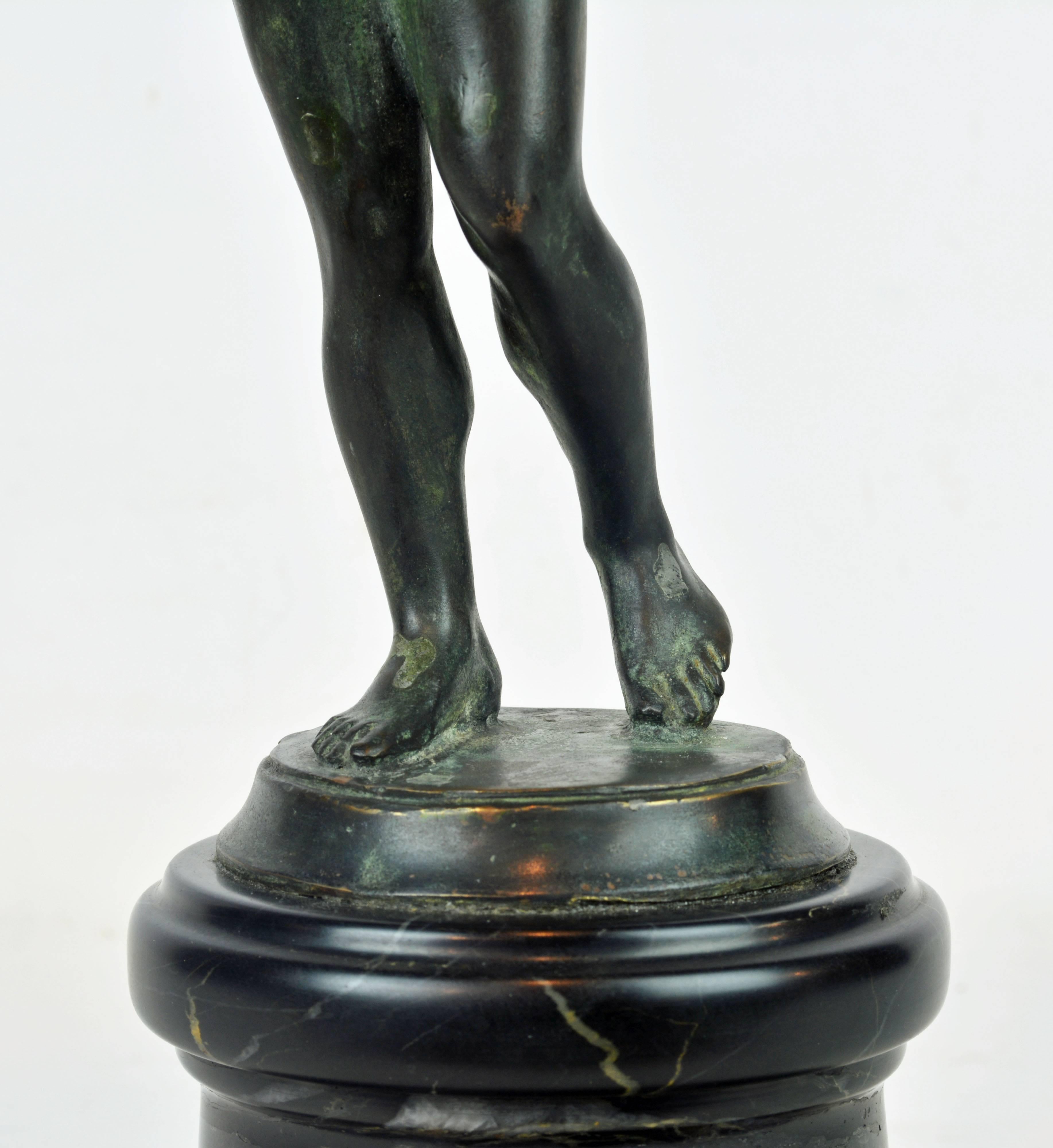 Patinated 19th Century Grand Tour Bronze Statue of Capitoline Antinous After the Antique