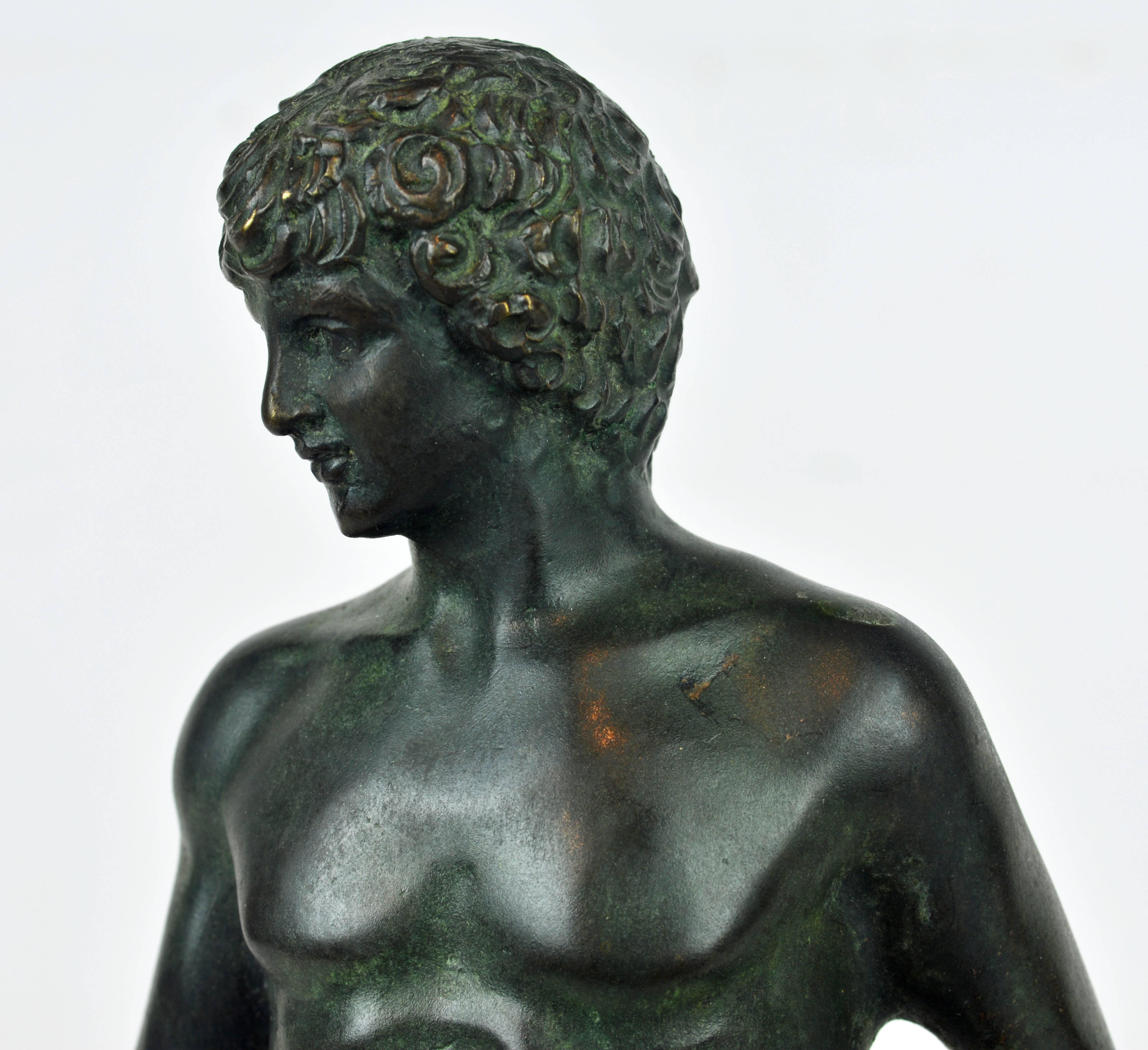 19th Century Grand Tour Bronze Statue of Capitoline Antinous After the Antique In Good Condition In Ft. Lauderdale, FL