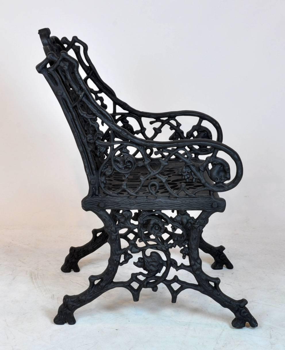 Pair of 19th Century Victorian Cast Iron Garden Armchairs with Root Style Base In Good Condition In Ft. Lauderdale, FL