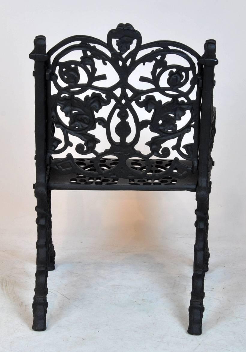 Pair of 19th Century Victorian Cast Iron Garden Armchairs with Root Style Base 1