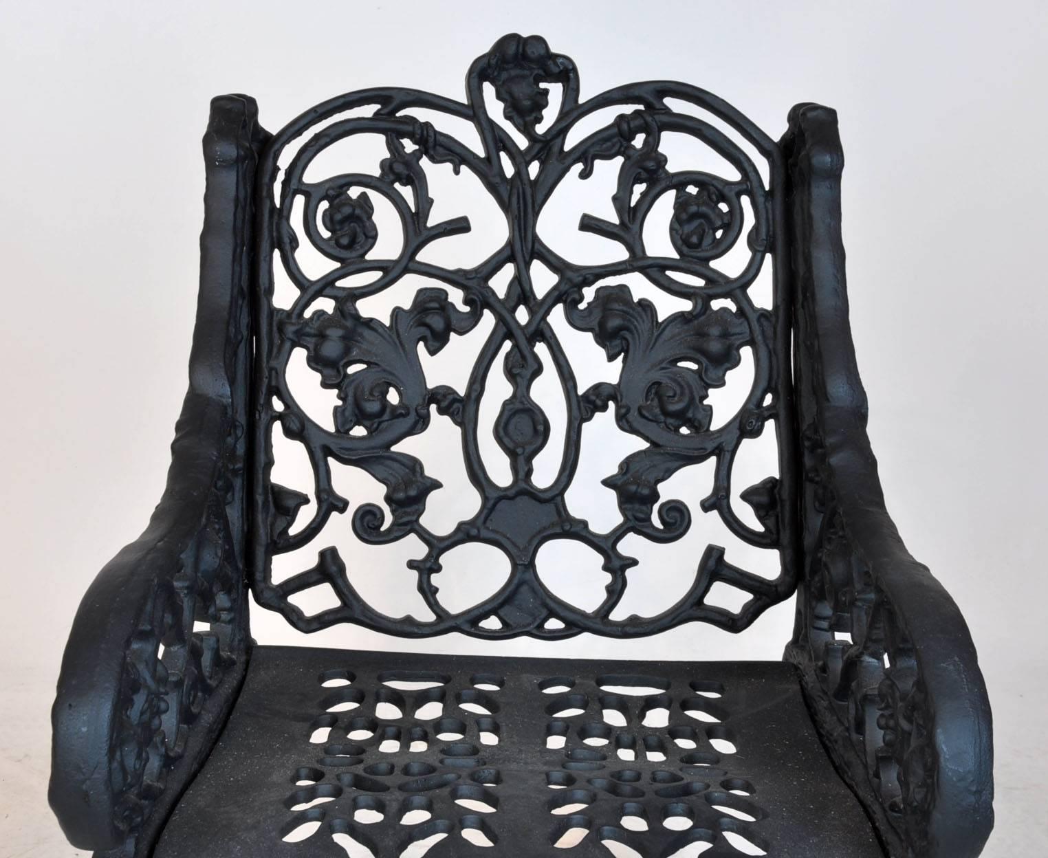 Pair of 19th Century Victorian Cast Iron Garden Armchairs with Root Style Base 3