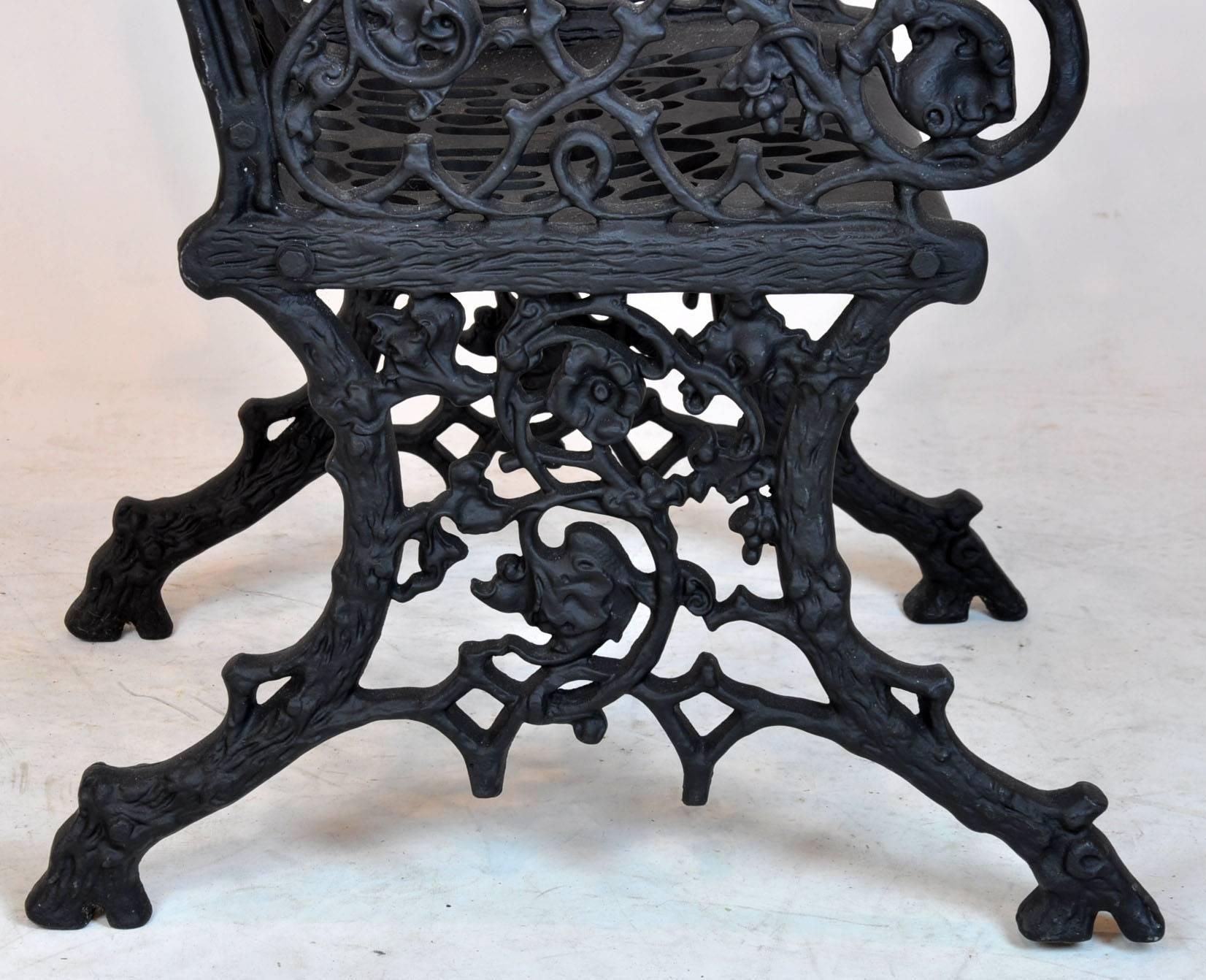 Pair of 19th Century Victorian Cast Iron Garden Armchairs with Root Style Base 2