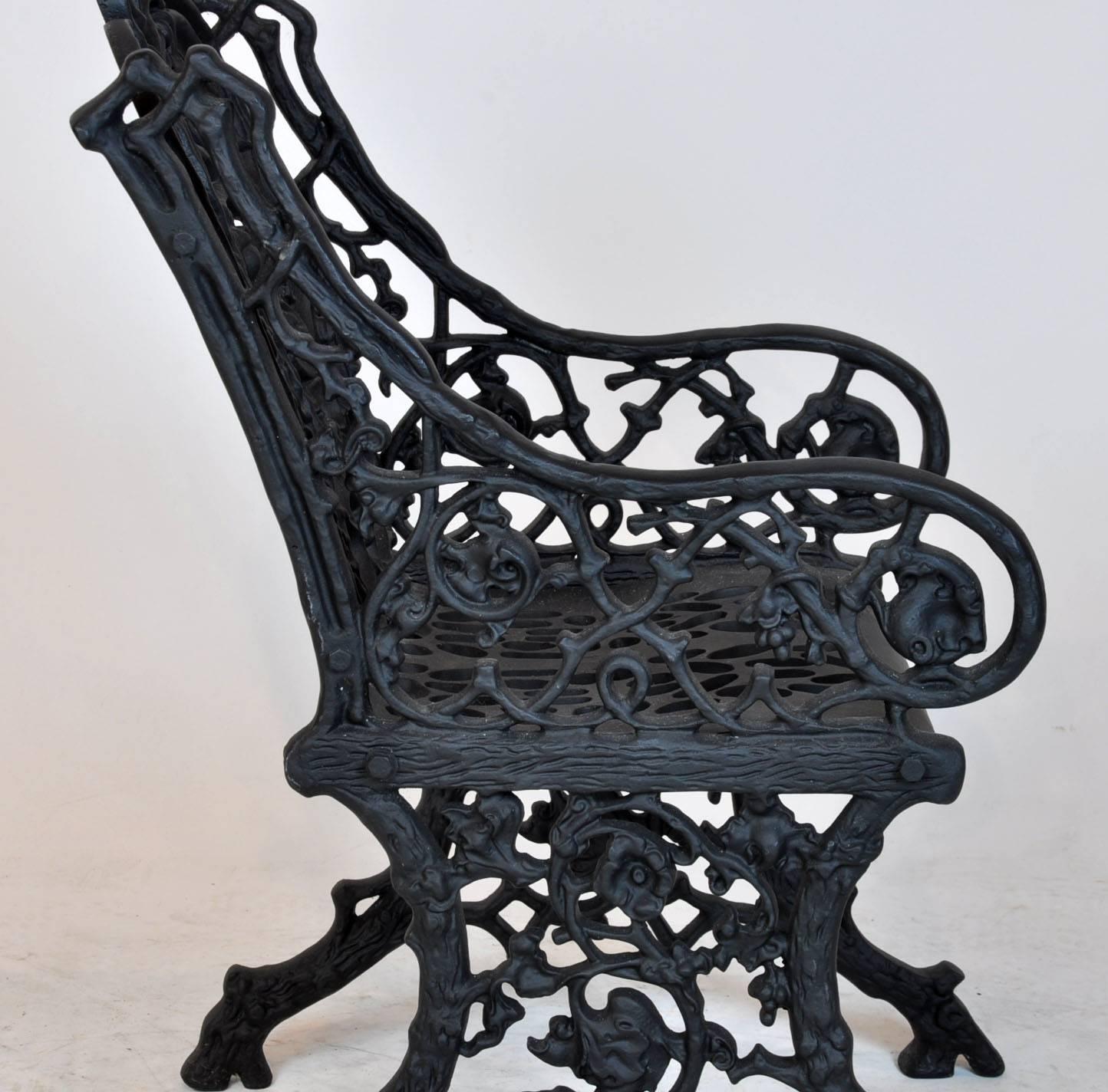 Pair of 19th Century Victorian Cast Iron Garden Armchairs with Root Style Base 6