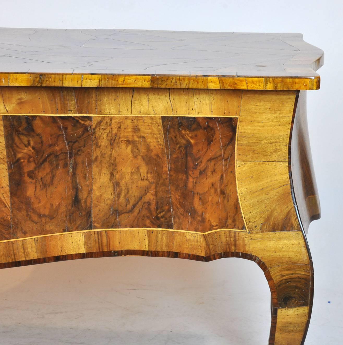 Mid-Century Italian Olivewood Shape Fronted Desk 2