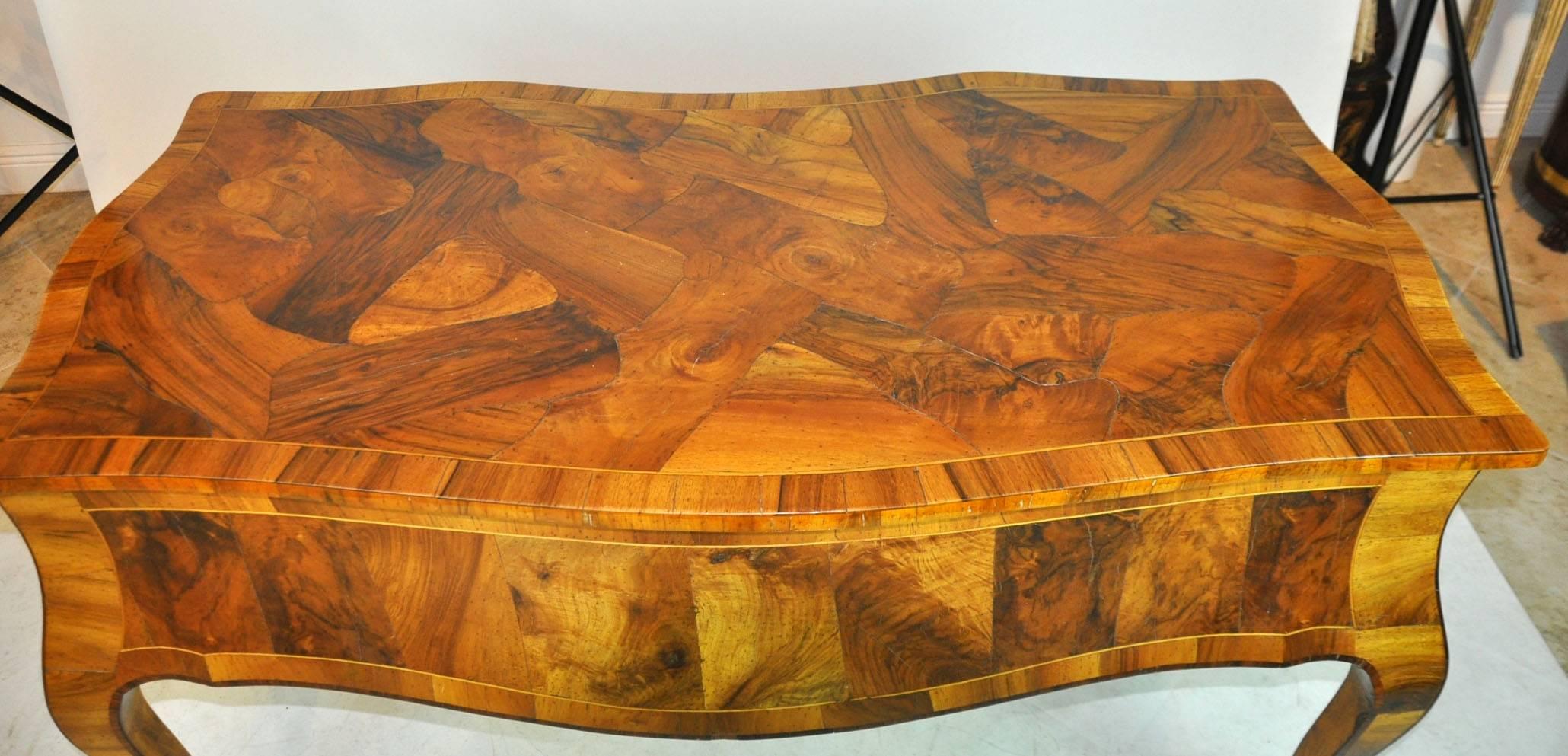 Mid-Century Italian Olivewood Shape Fronted Desk 3