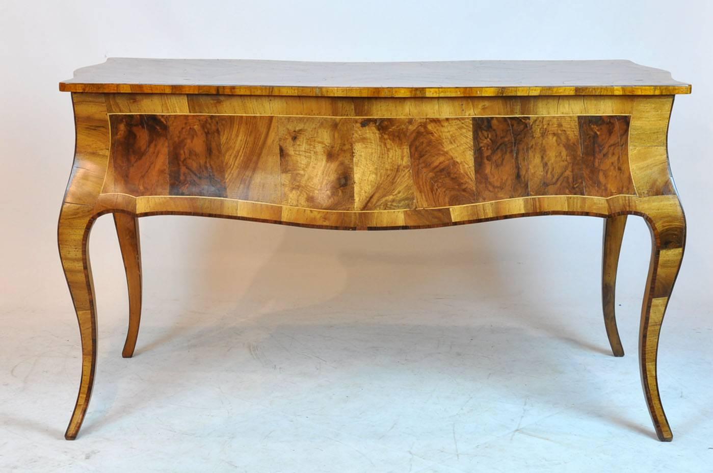 Mid-Century Italian Olivewood Shape Fronted Desk 4
