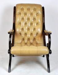 Vintage William iv Style Open Scroll Mahogany Campeche Design Chair and Ottoman