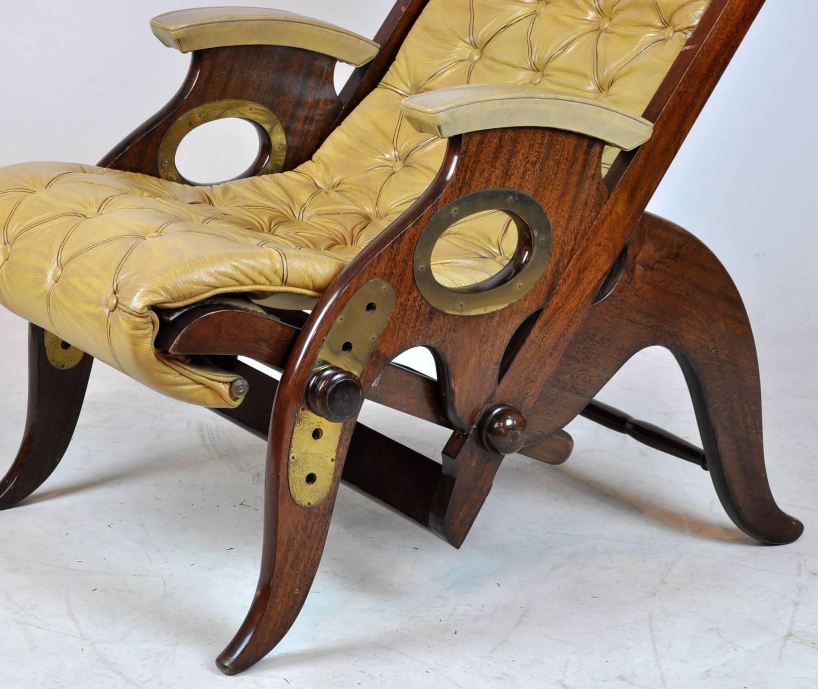 French Deck Chair with Adjustable Seat by or in the Manner of Jean-Pierre Hagnauer