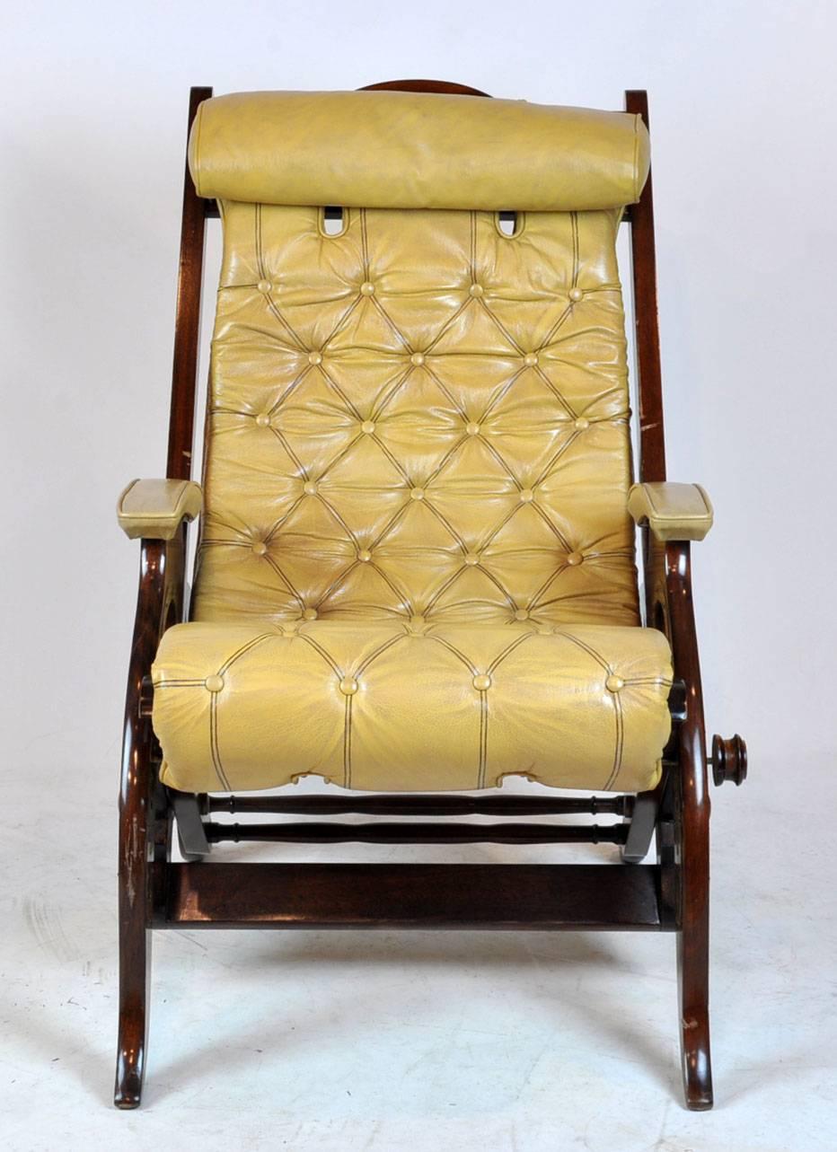 Edwardian Deck Chair with Adjustable Seat by or in the Manner of Jean-Pierre Hagnauer