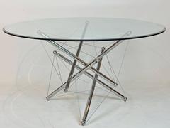 Italian Cassina Chrome and Glass Atomic Style Dining Table by Theodore Waddell