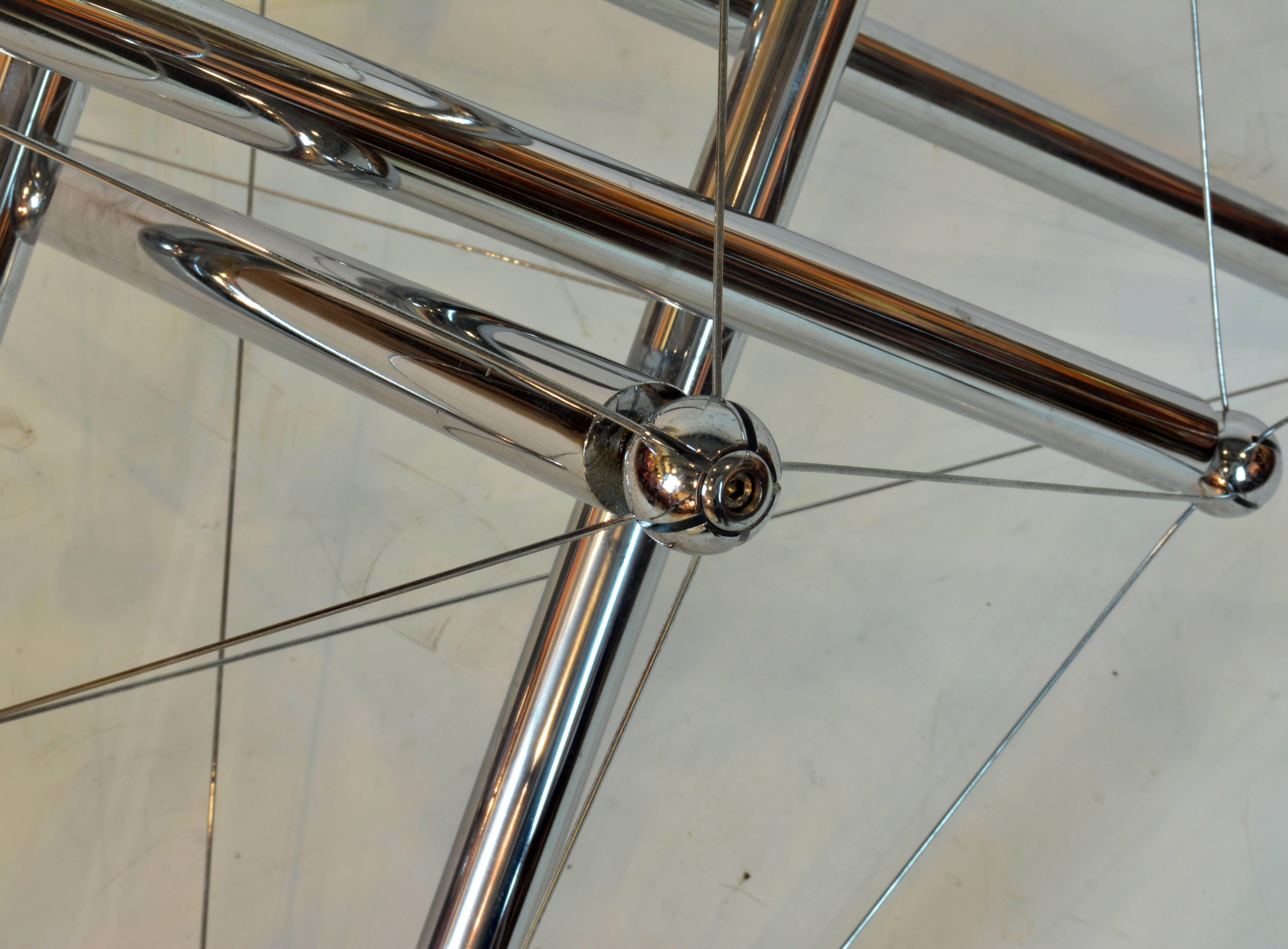 20th Century Italian Cassina Chrome and Glass Atomic Style Dining Table by Theodore Waddell