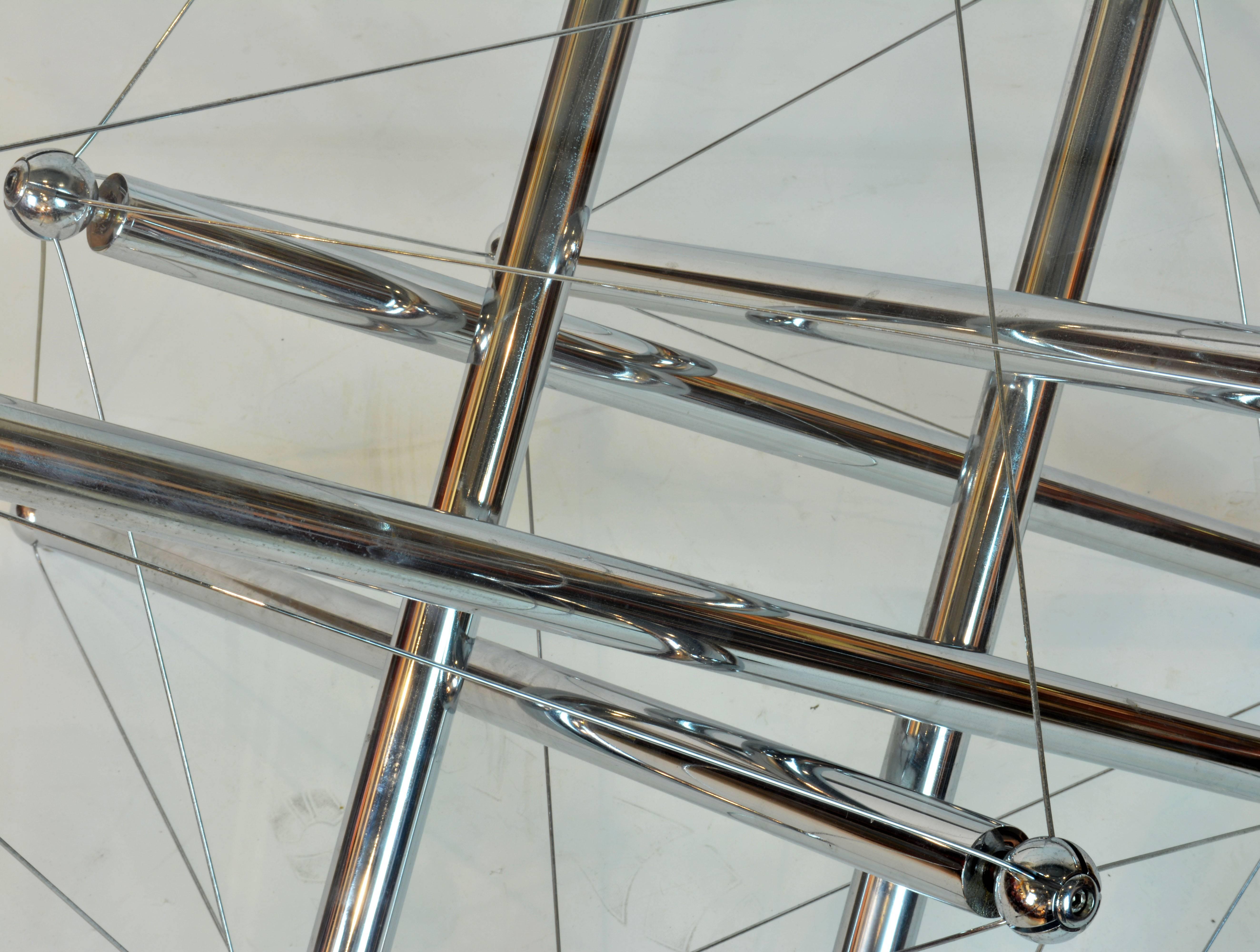 Italian Cassina Chrome and Glass Atomic Style Dining Table by Theodore Waddell 2
