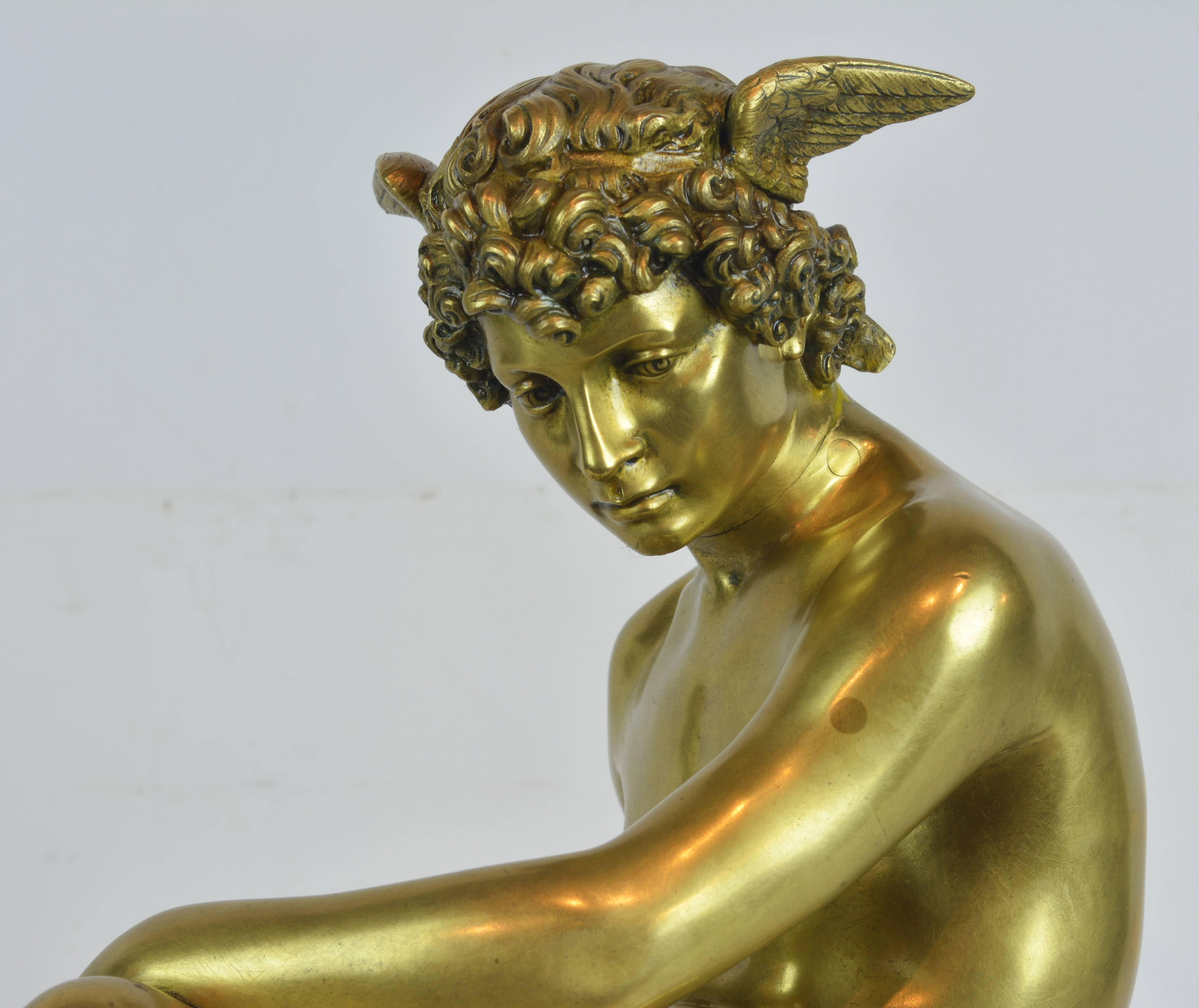 French 19th Century Gilt Bronze Figure of Hermes after Marius Pierre Montagne 1