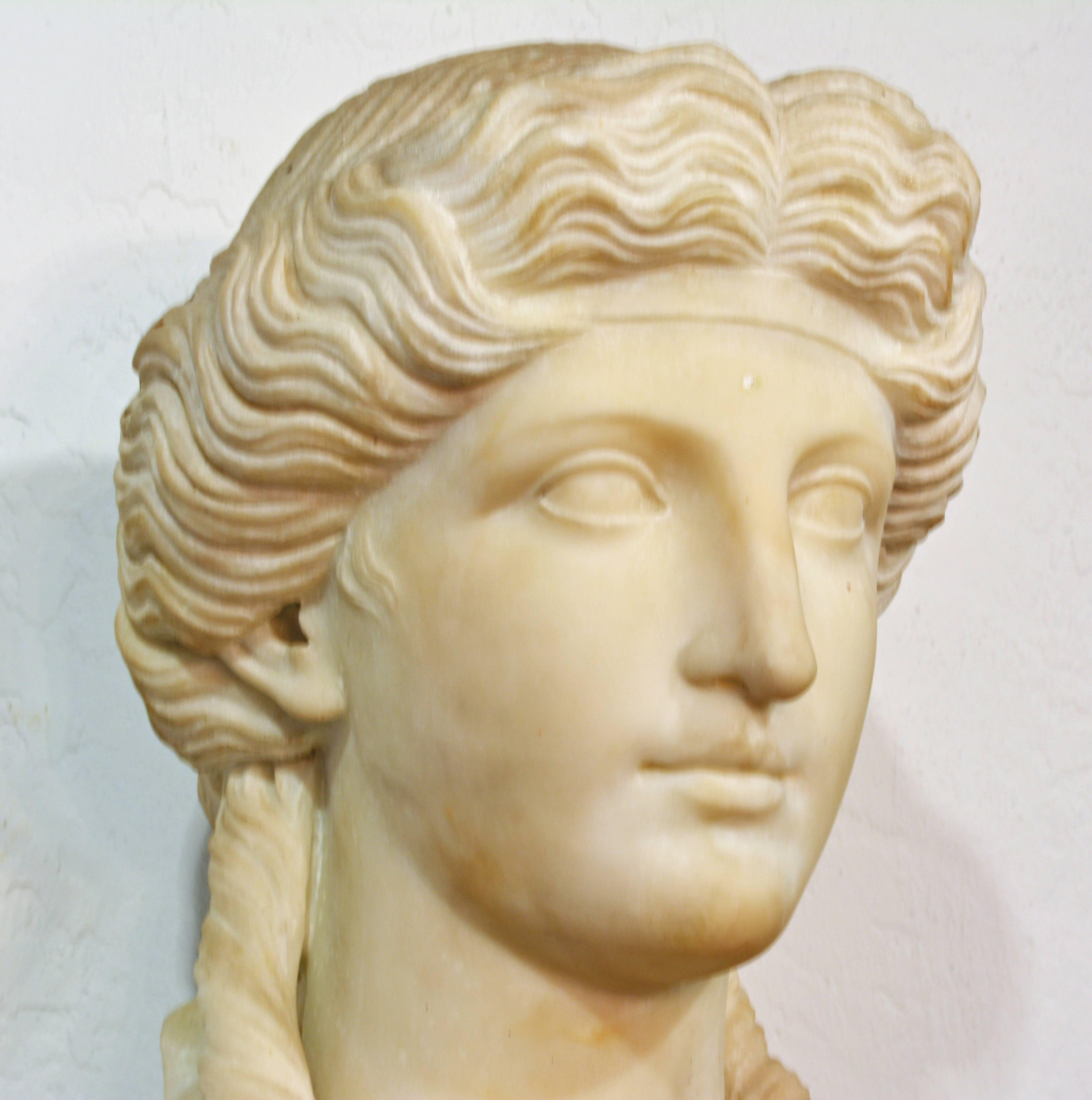 19th Century Italian Neoclassical Marble Bust of Nike on a Tall Marble Column 1