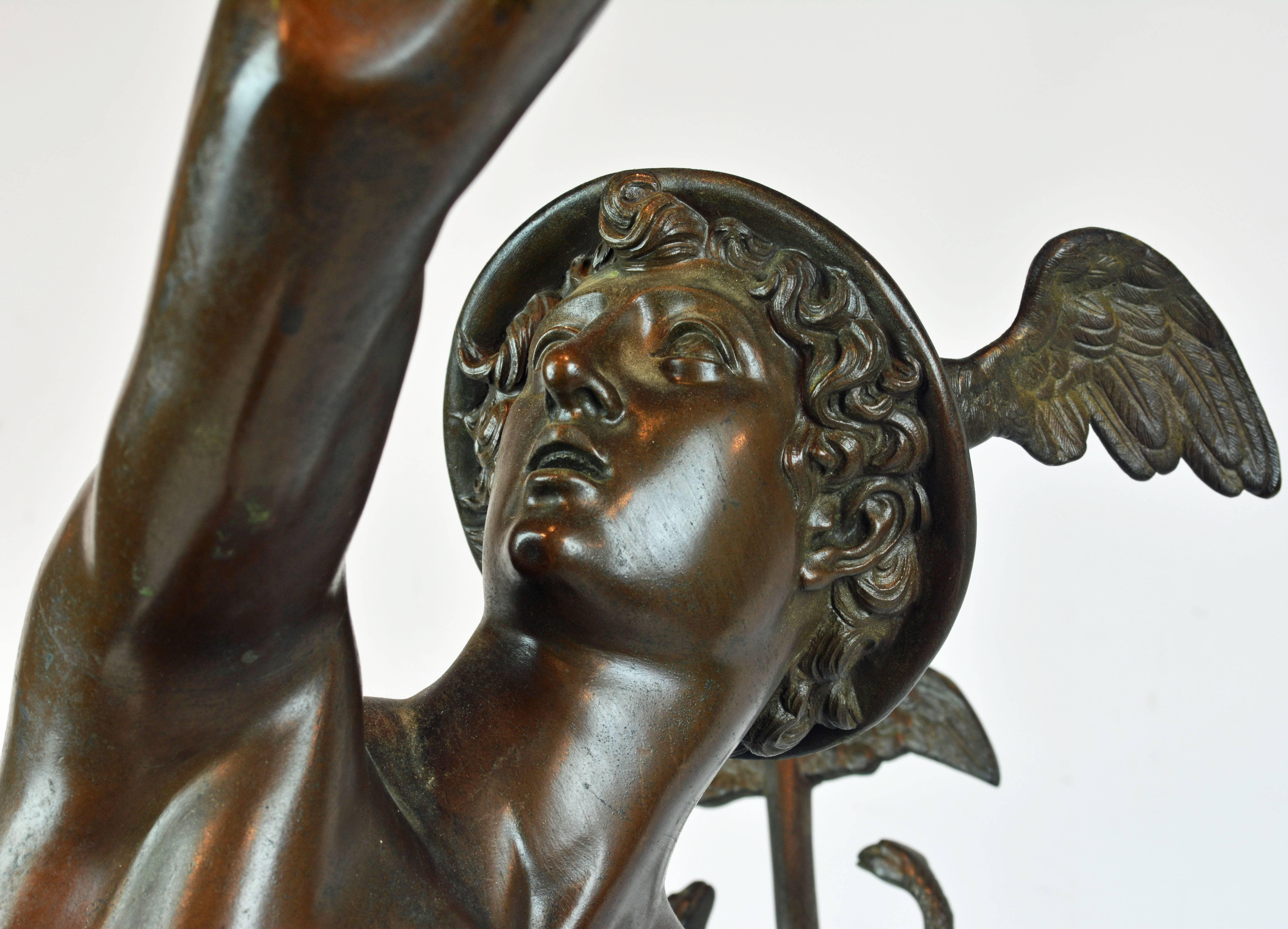 Italian 19th Century Giant Bronze Statue of the Flying Mercury after Giovanni da Bologna
