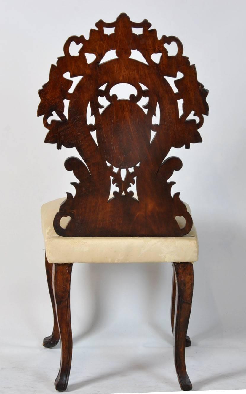 Set of Ten Black Forest Style Austrian Open Worked Backed Carved Side Chairs 3