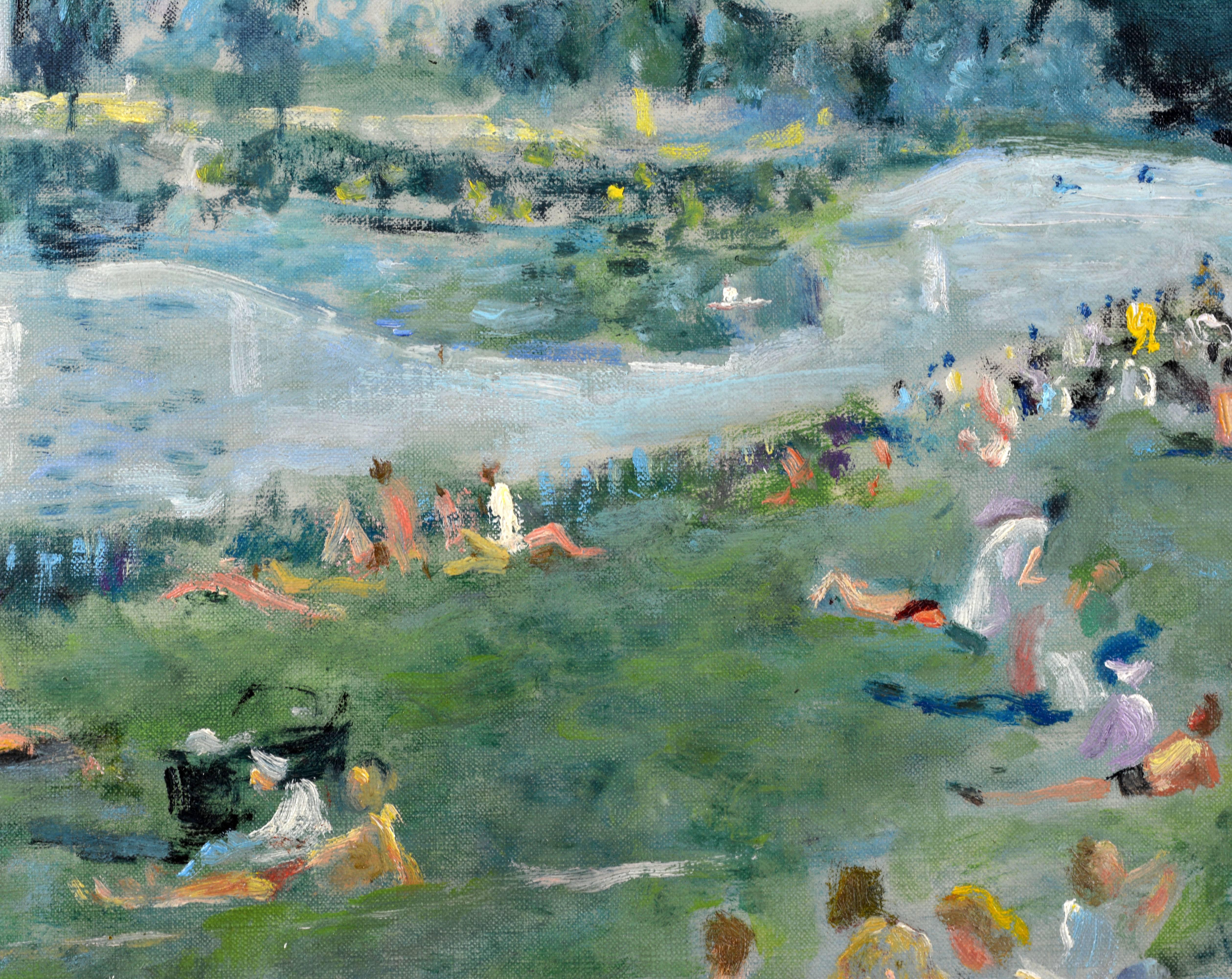 20th Century Summer in the Park, Paris by Lucien Adrion, French Post Impressionist