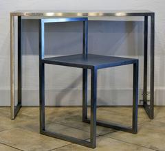 Table et chaise de travail de style Bauhaus en acier inoxydable Philipp Plein Design