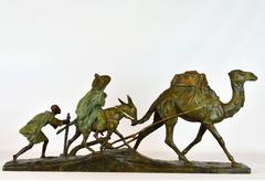 Groupe en bronze « Pines Arabes et Leur Dromadaire » d'Edouard Drouot